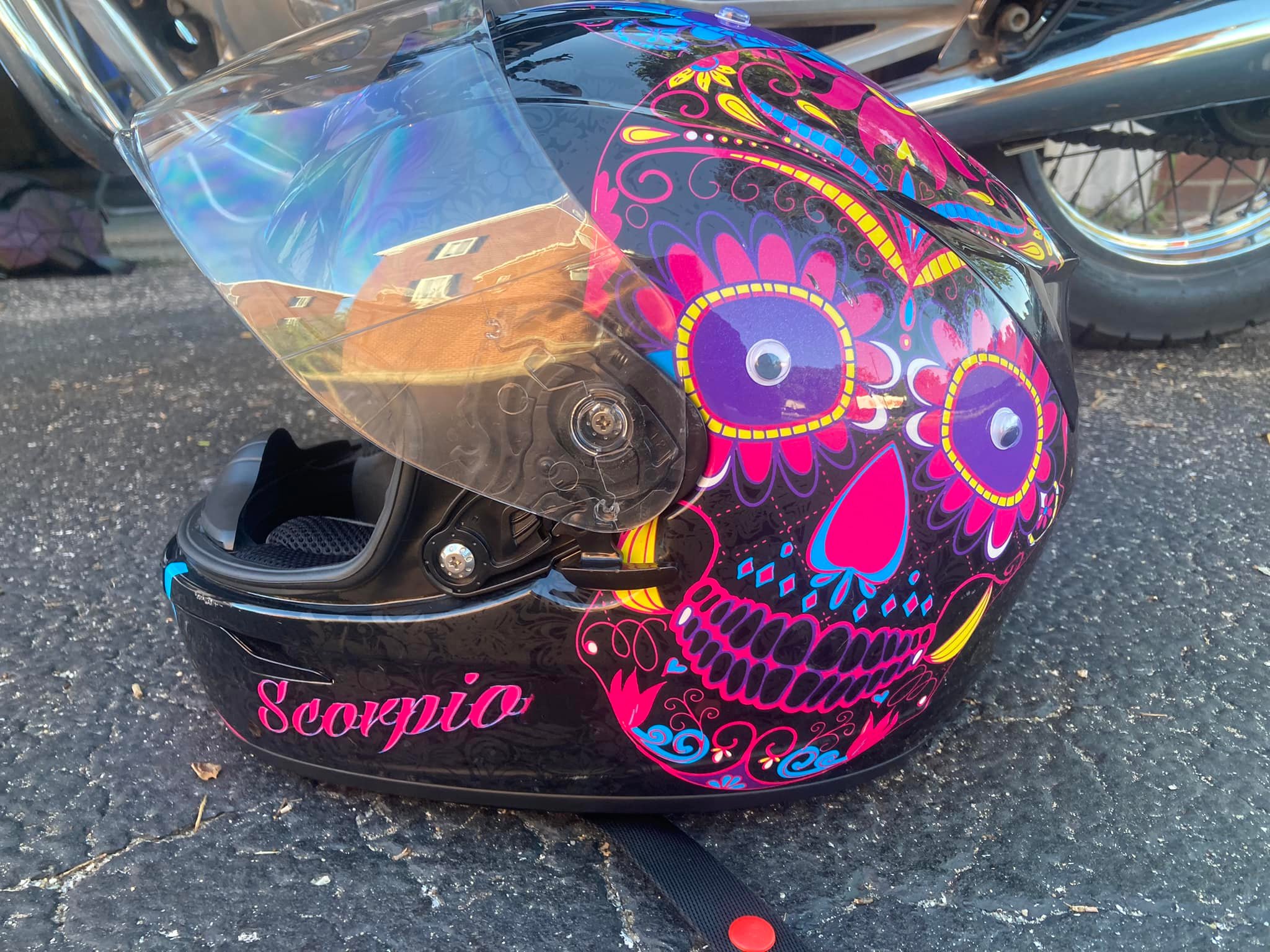 eyes looking backward on a motorcycle helmet Glowrider Reflective Sticker - Evil the 3M reflective vinyl used to construct these decals is weather resistant and will last 3 I put googly eyes on