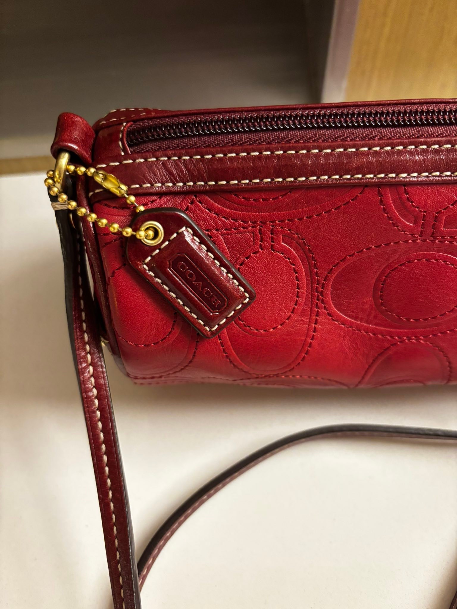 Vintage Coach Hamilton signature embossed leather barrel bag for sale