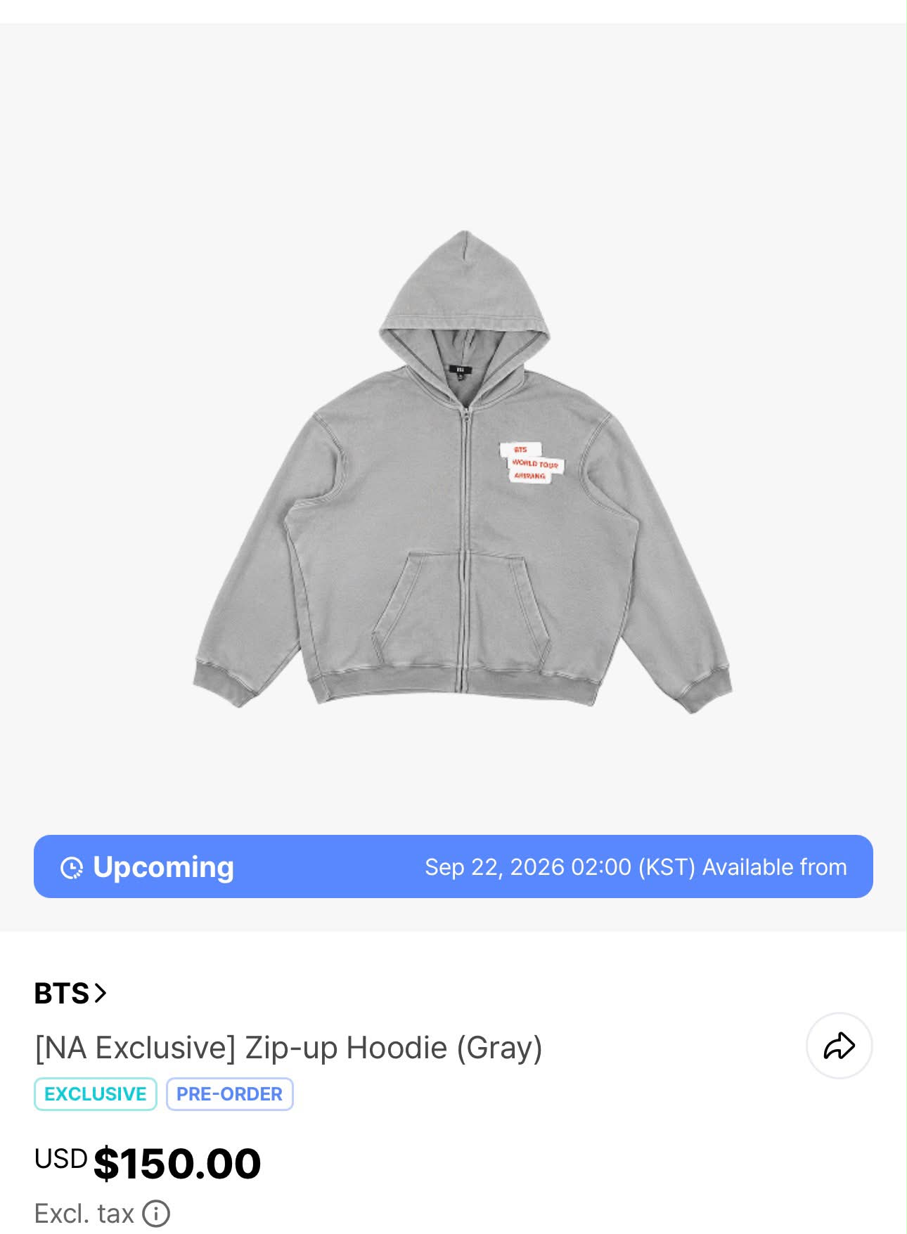 BTS Exclusive Zip-up Hoodie sizing and fit?