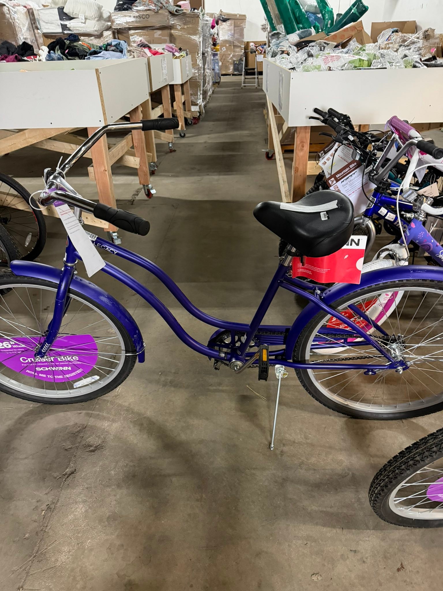 $75- Schwinn 26” women's purple cruiser bike Does have some
