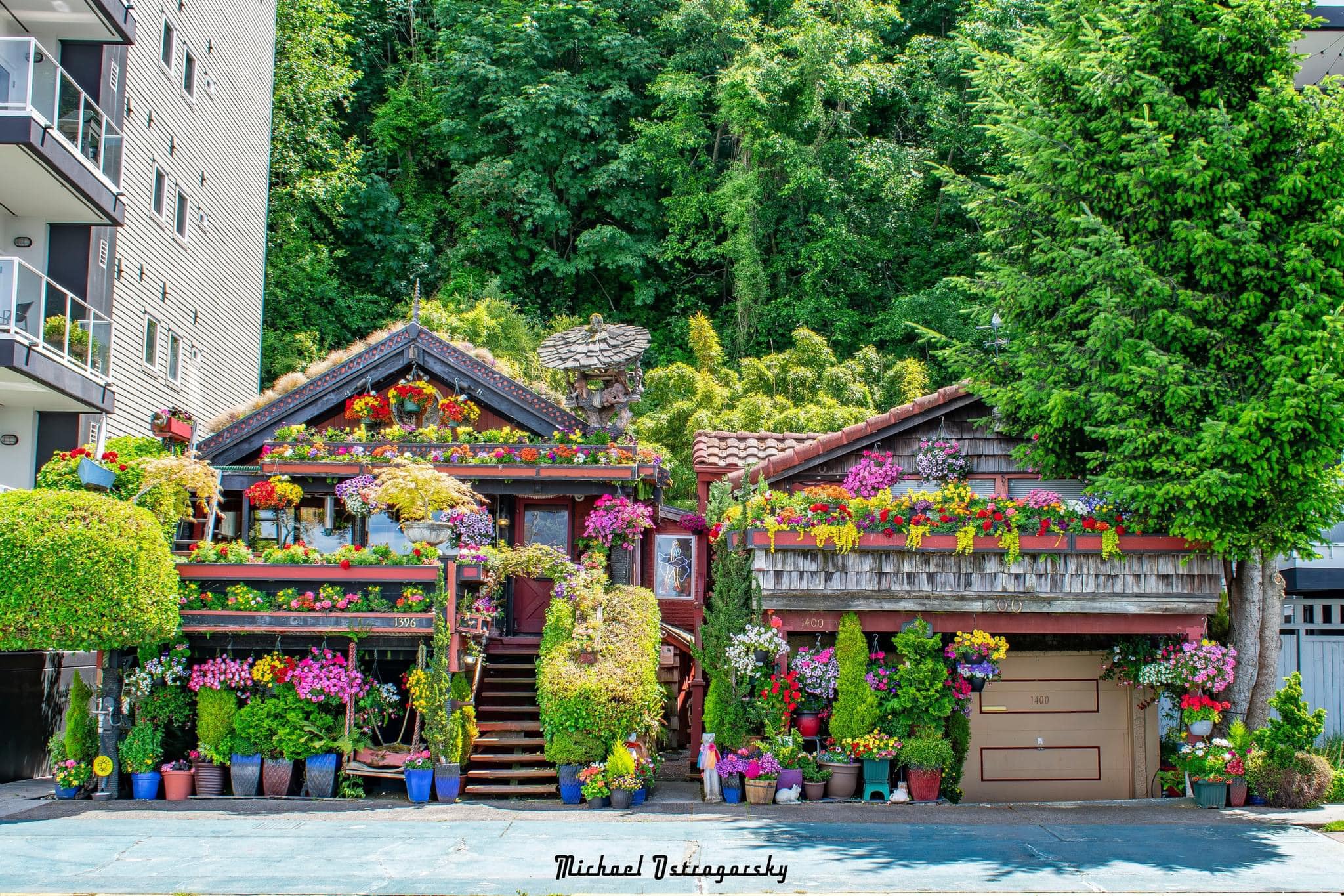 Famous flower house on Alki Ave in West Seattle