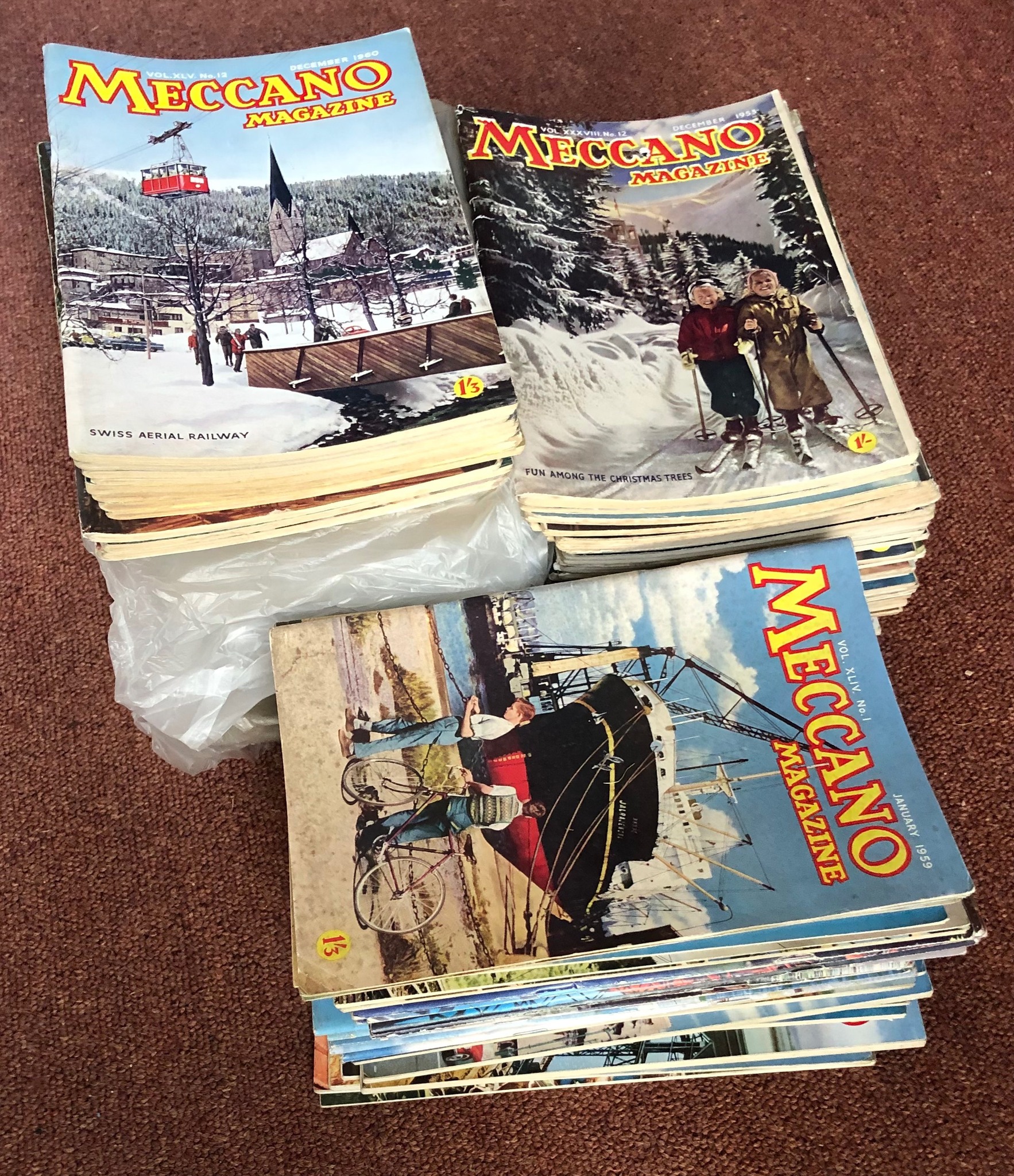 Meccano Magazine, about 150 copies from 1942-1960. Some complete