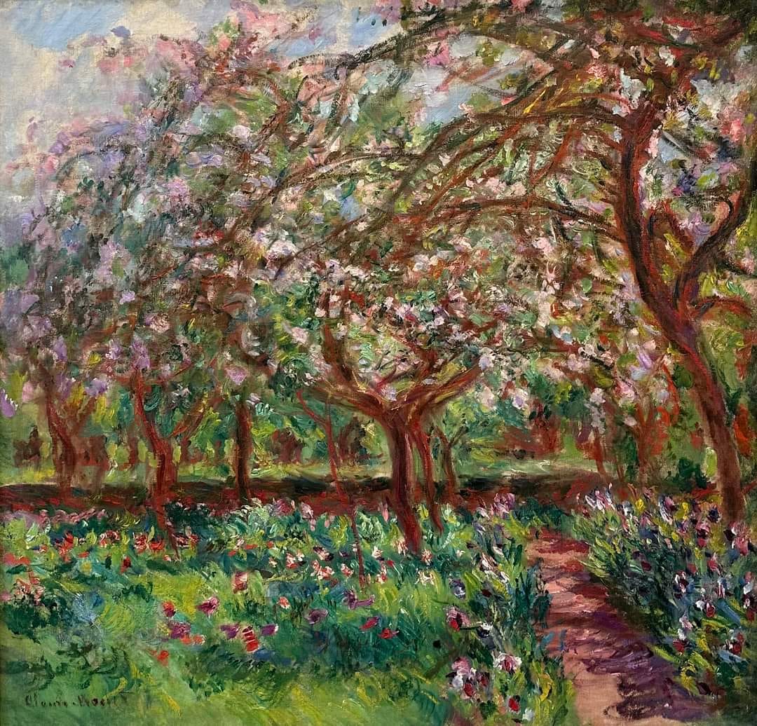 Claude Monet, Pommiers en fleurs, 1872 Buona domenica ☀️