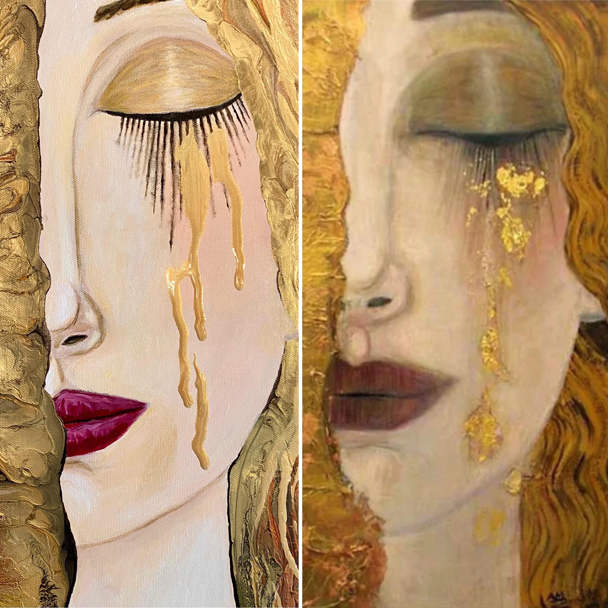 My version of Klimt Master Piece. Watercolor and colored pencils