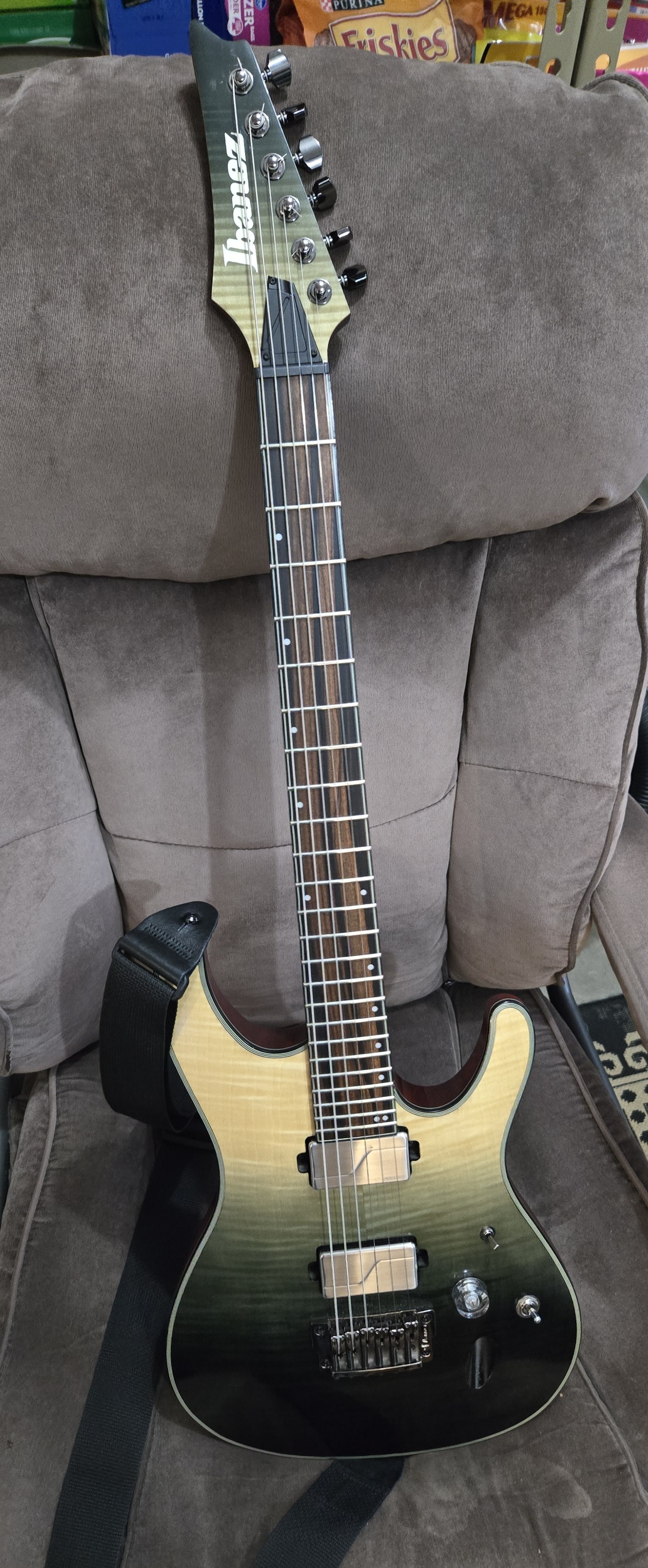 Ibanez S61Al Axion Label Black Mirage Guitar and Fender Mustang