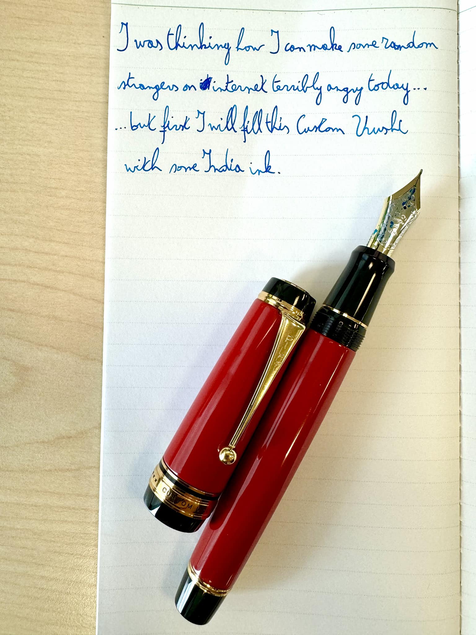 Scribbled using my beloved Pilot Custom Urushi in FM, forgot the ink