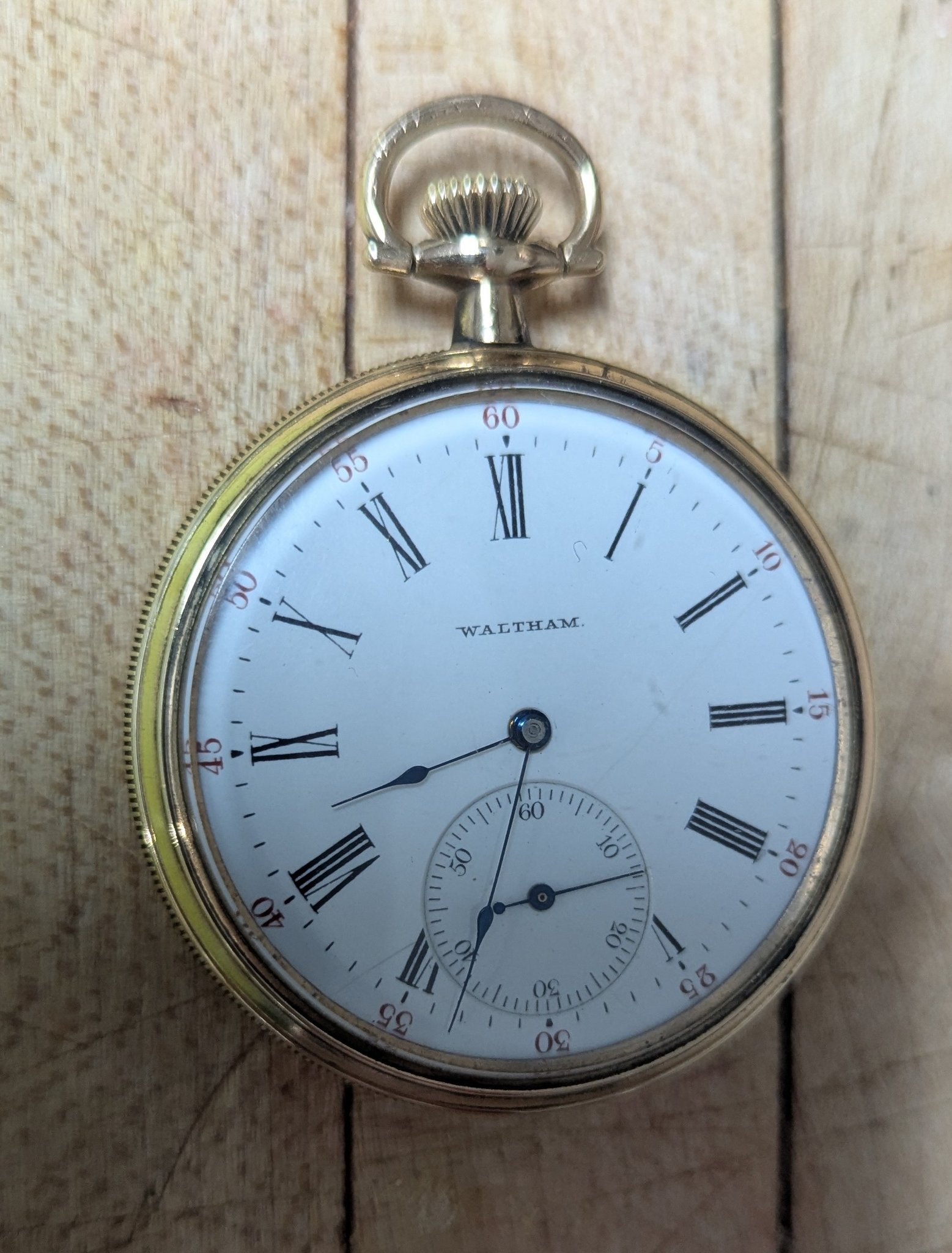 Mouvement De Montre De Poche Waltham 28 - Pour Pièces - Roue De Balancier Cassée