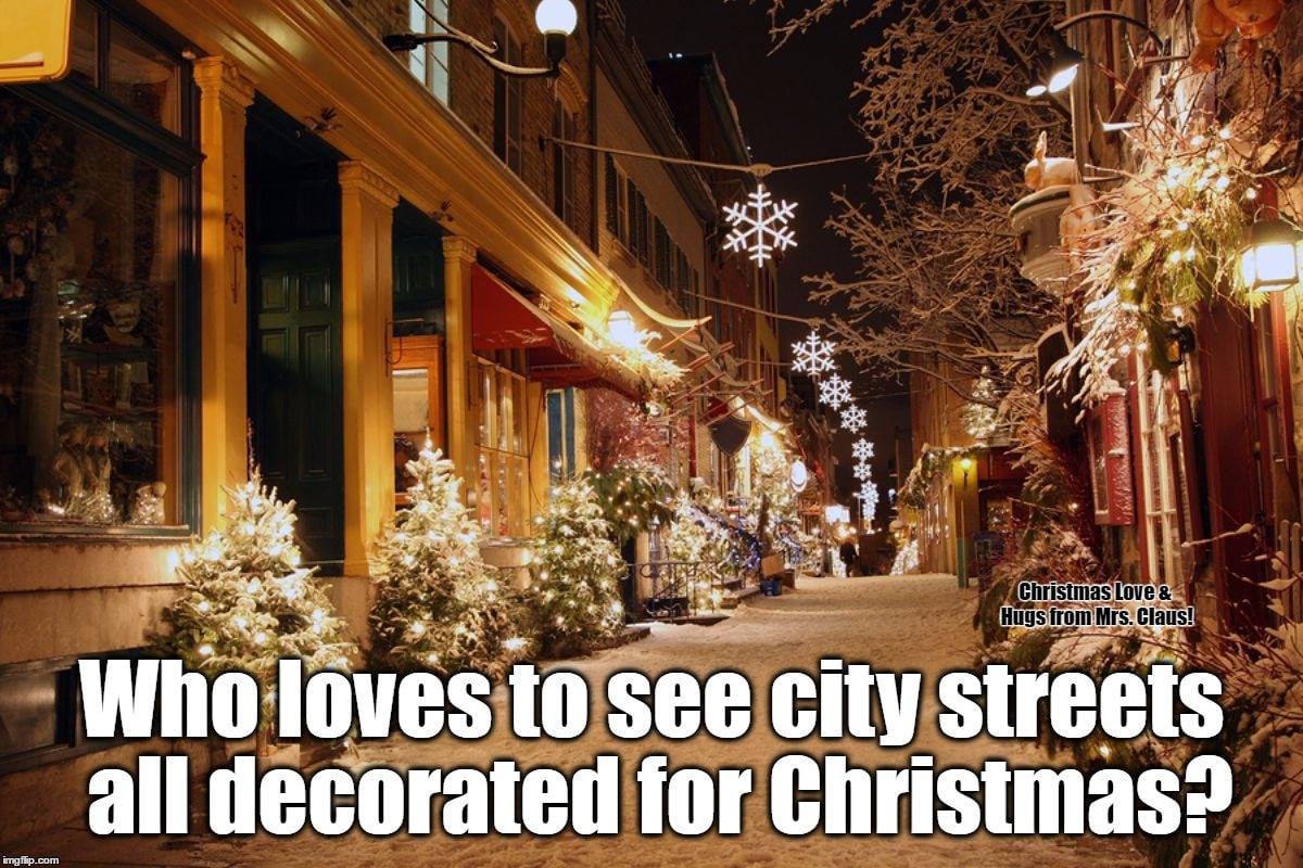 City sidewalks, busy sidewalks, Dressed in holiday style