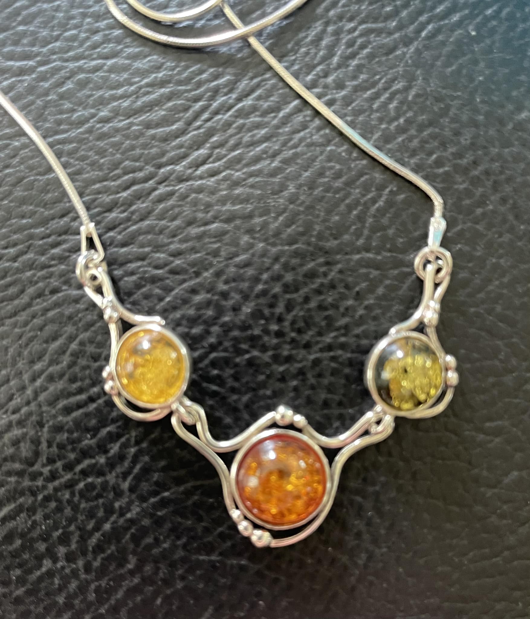 Cognac Baltic Amber & 925 Sterling Silver Elephant Pendant Necklace – Poland, Gift Box