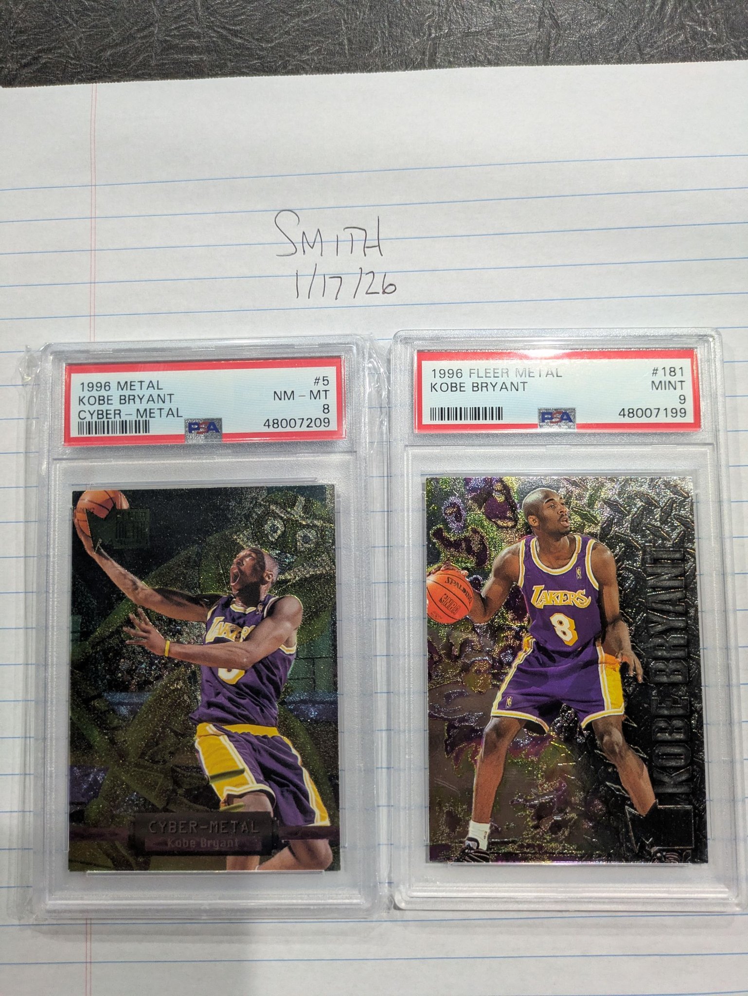 1996 Metal Kobe Bryant RC #181 PSA 8 NM/MT Auctioneer: Elite 