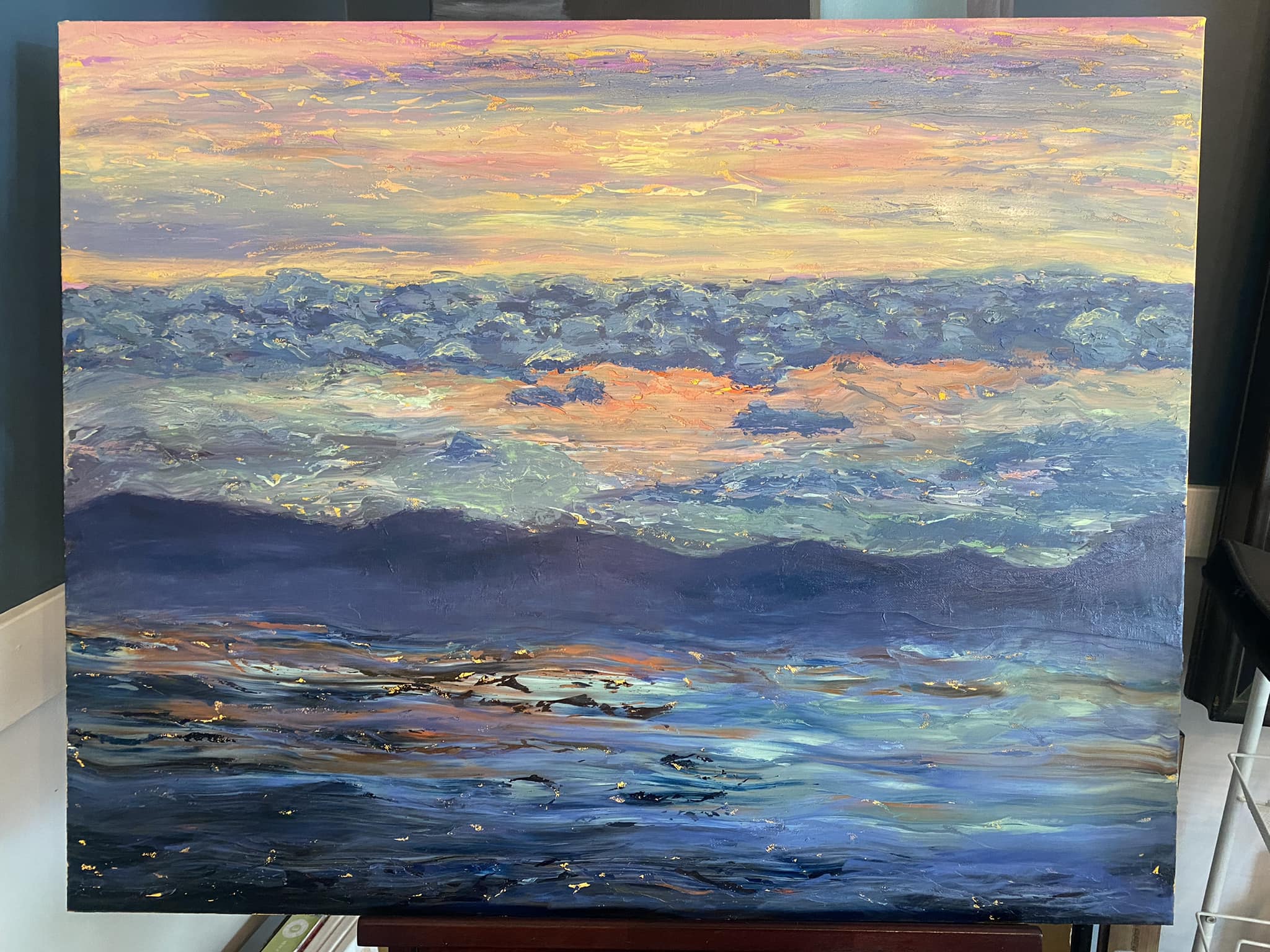 Seeking feedback on A3 acrylic landscape painting with purple hues