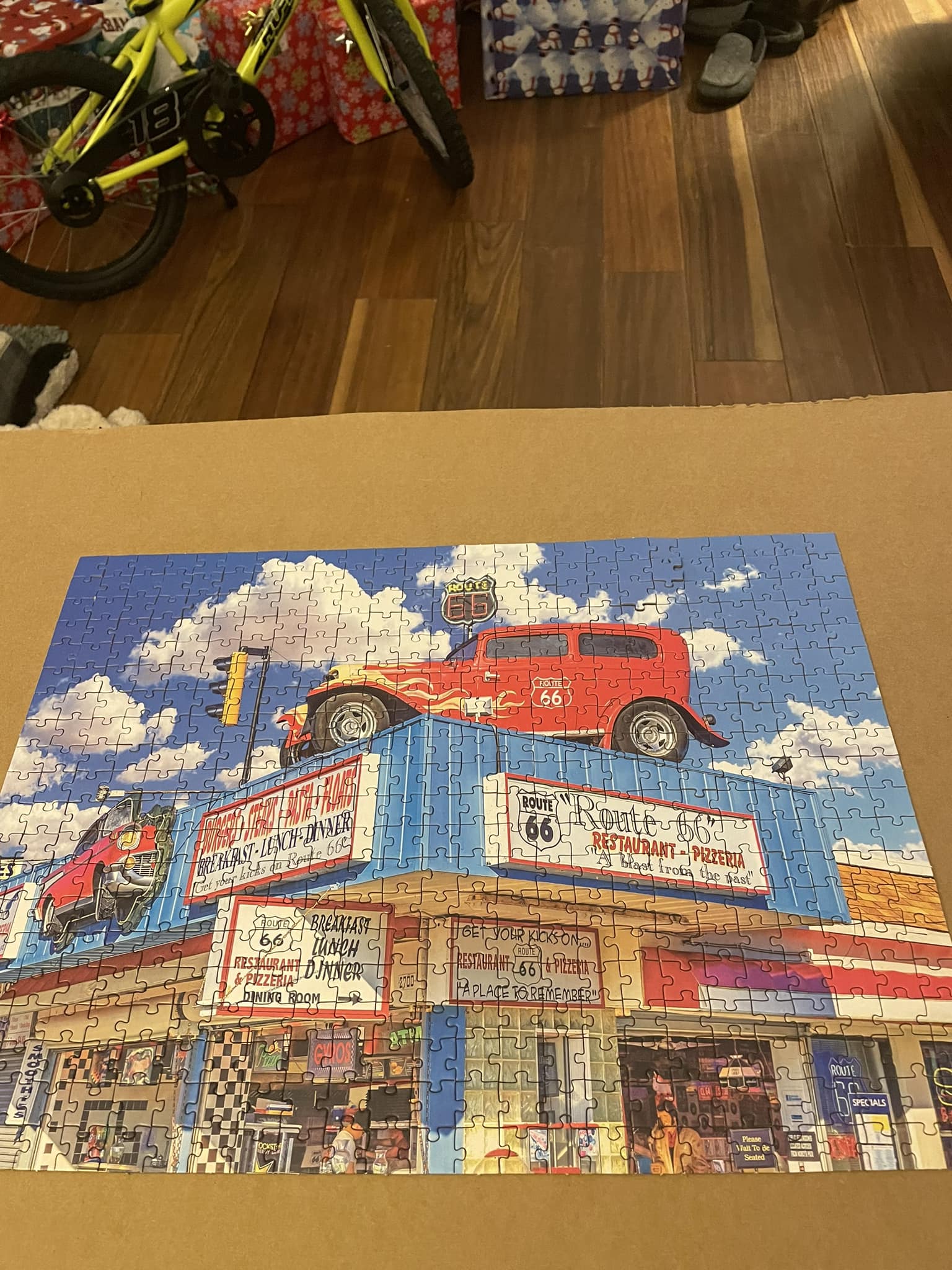 Crazart Colorluxe 500 piece Rt. 66 restaurant puzzle completed