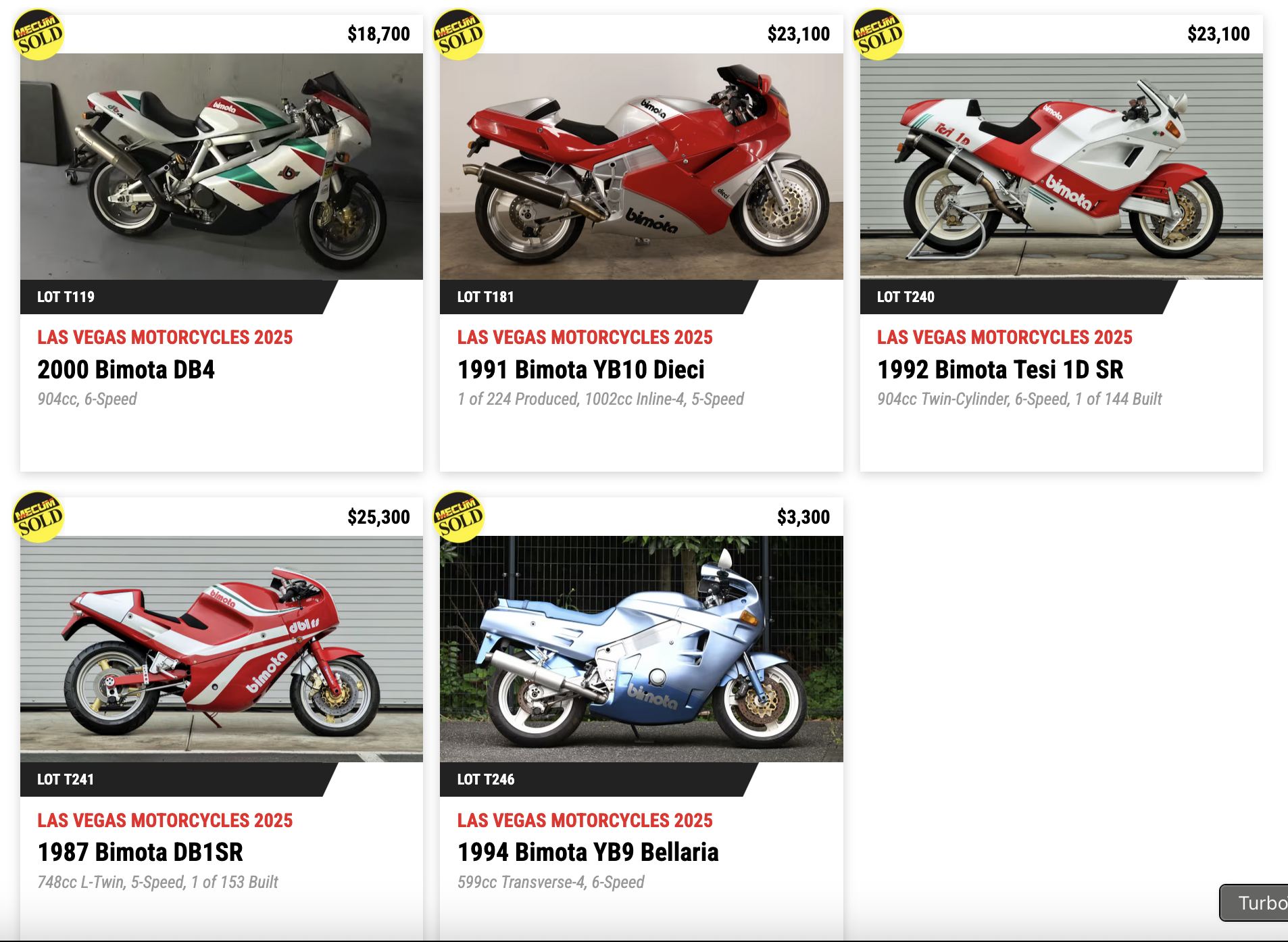 Mecum Auction Results for Bimota Motorcycles