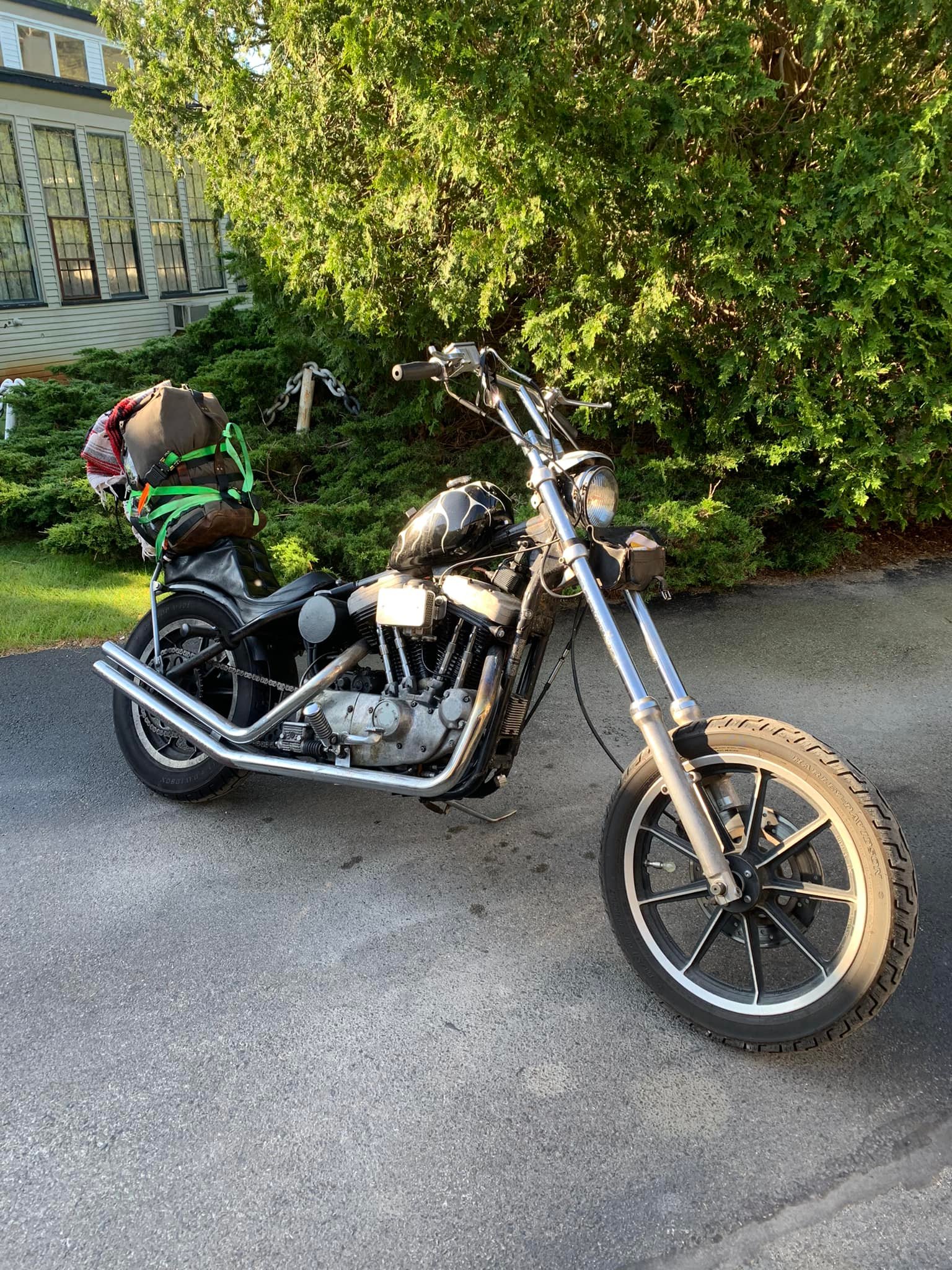 1990 sportster I built into a chopper Girder front end Hardtail 