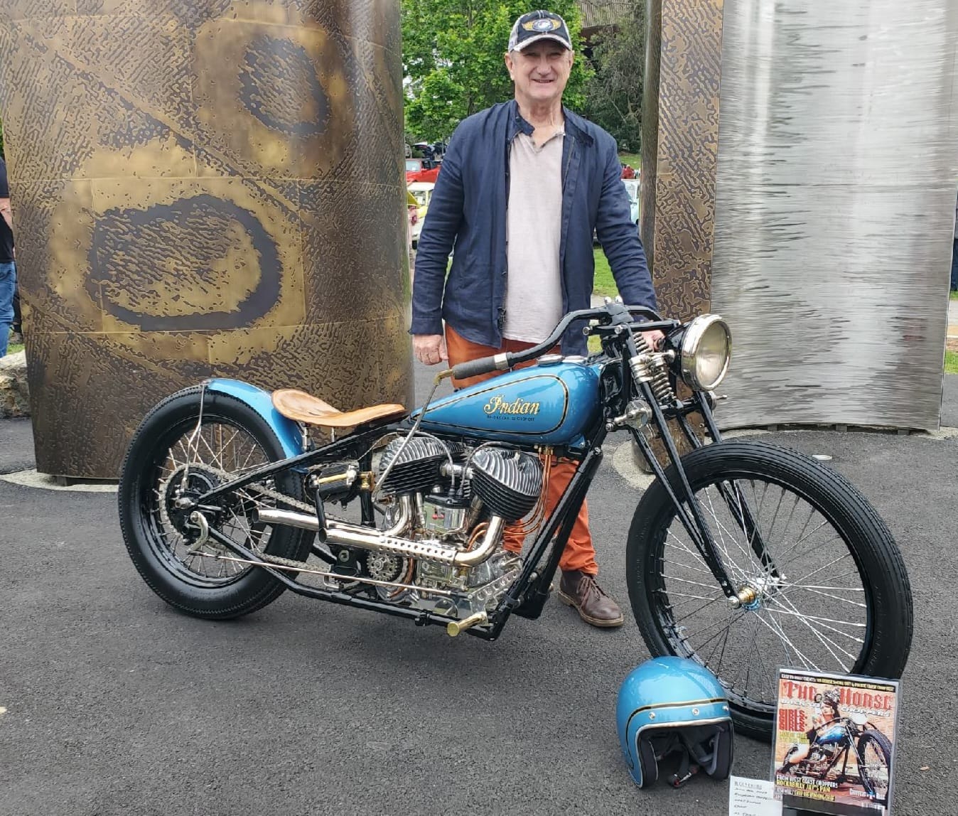 Nice brown bobber by Huntington Beach Motorcycles caught at a 