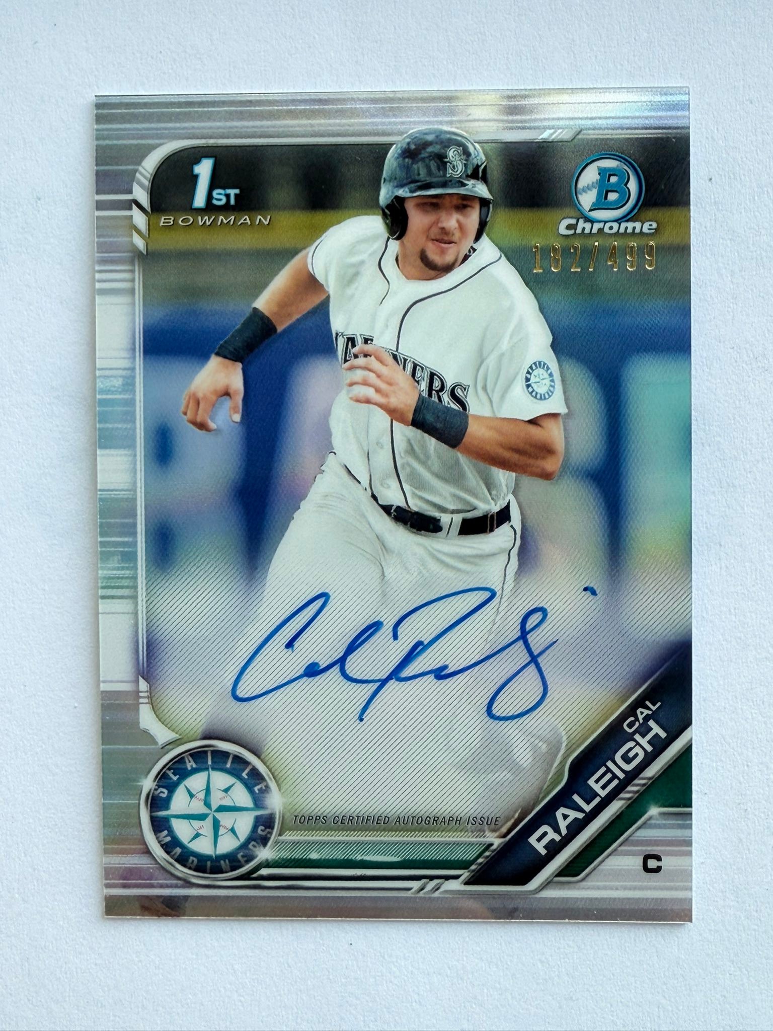 Cal Raleigh Bowman Chrome rookie refractor auto for sale