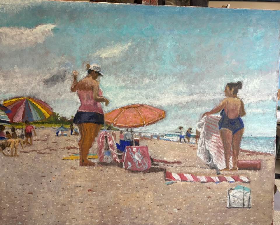 Oil on Canvas 18x18 “Beach Closed “
