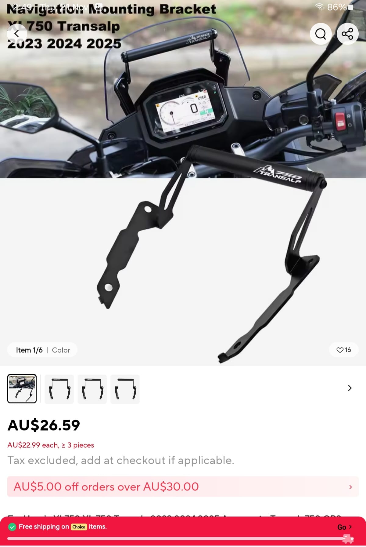 Honda Transalp XL750 Windscreen GPS Mount Issue with Cosmo Bracket