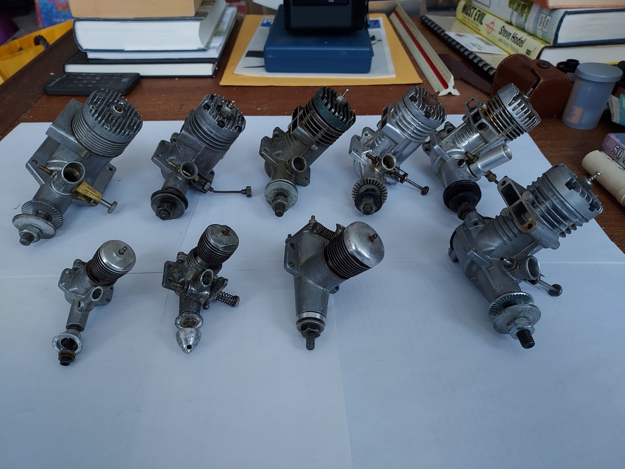 My collection of model engines, Enya 35, MAX OS 25, Super Tigre