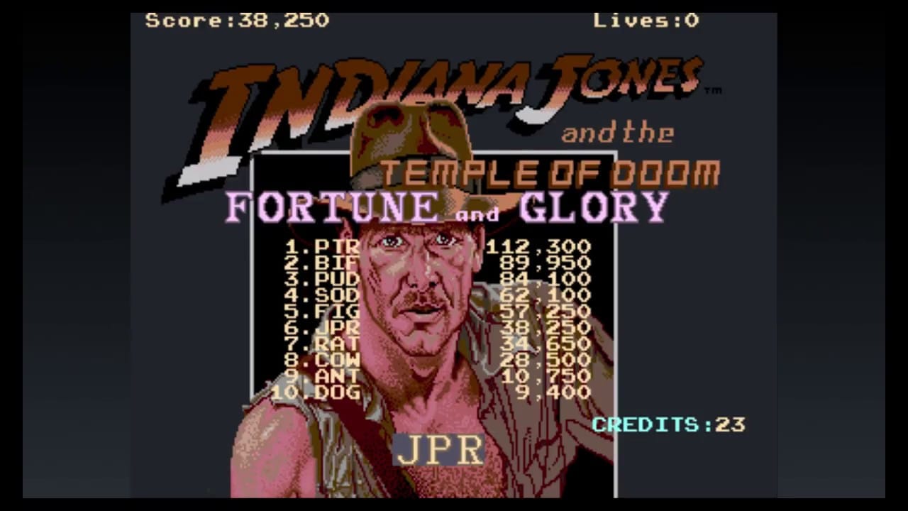 Indiana Jones arcade game high score