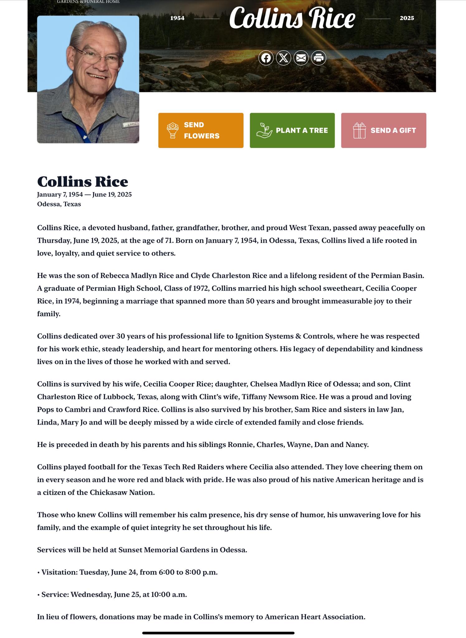 PHS MEMORIAL PAGE (Permian High School -Odessa Tx) | Collins Rice PHS72 ...