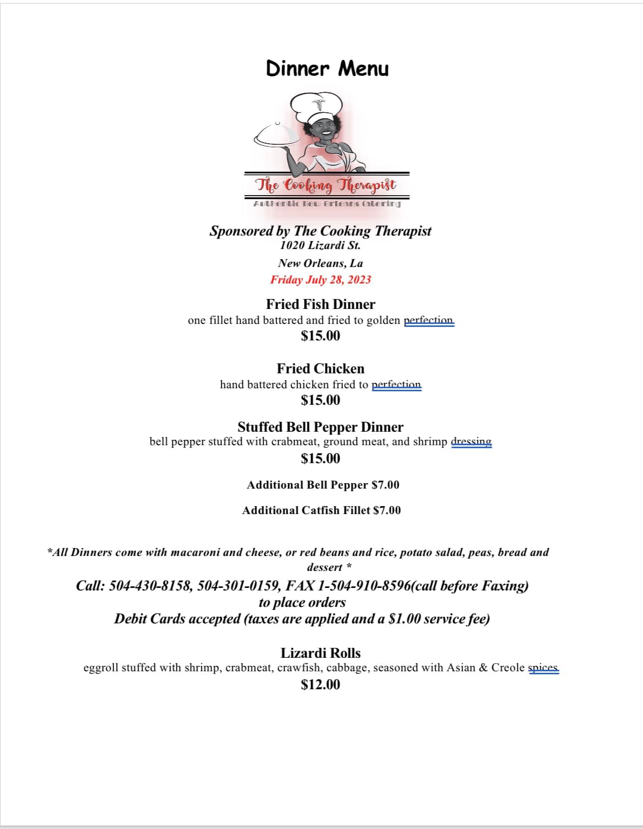 The Cooking Therapist Nola | New Orleans LA