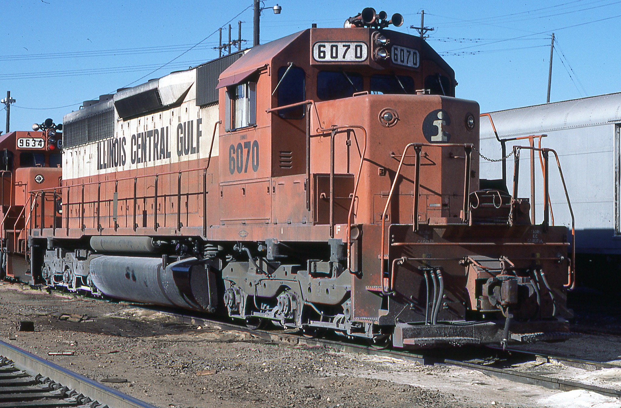 Illinois Central Gulf SD40 6070 at Kansas City, KS. January 15