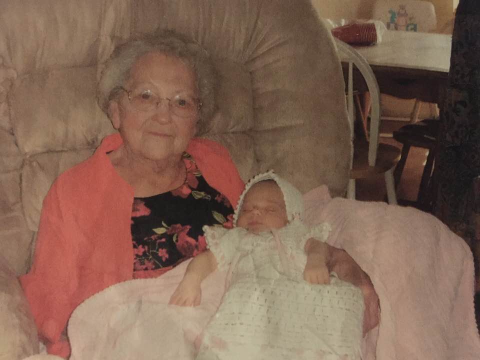 My mom Elizabeth 1937-2015 and her great great granddaughter Lila 2022