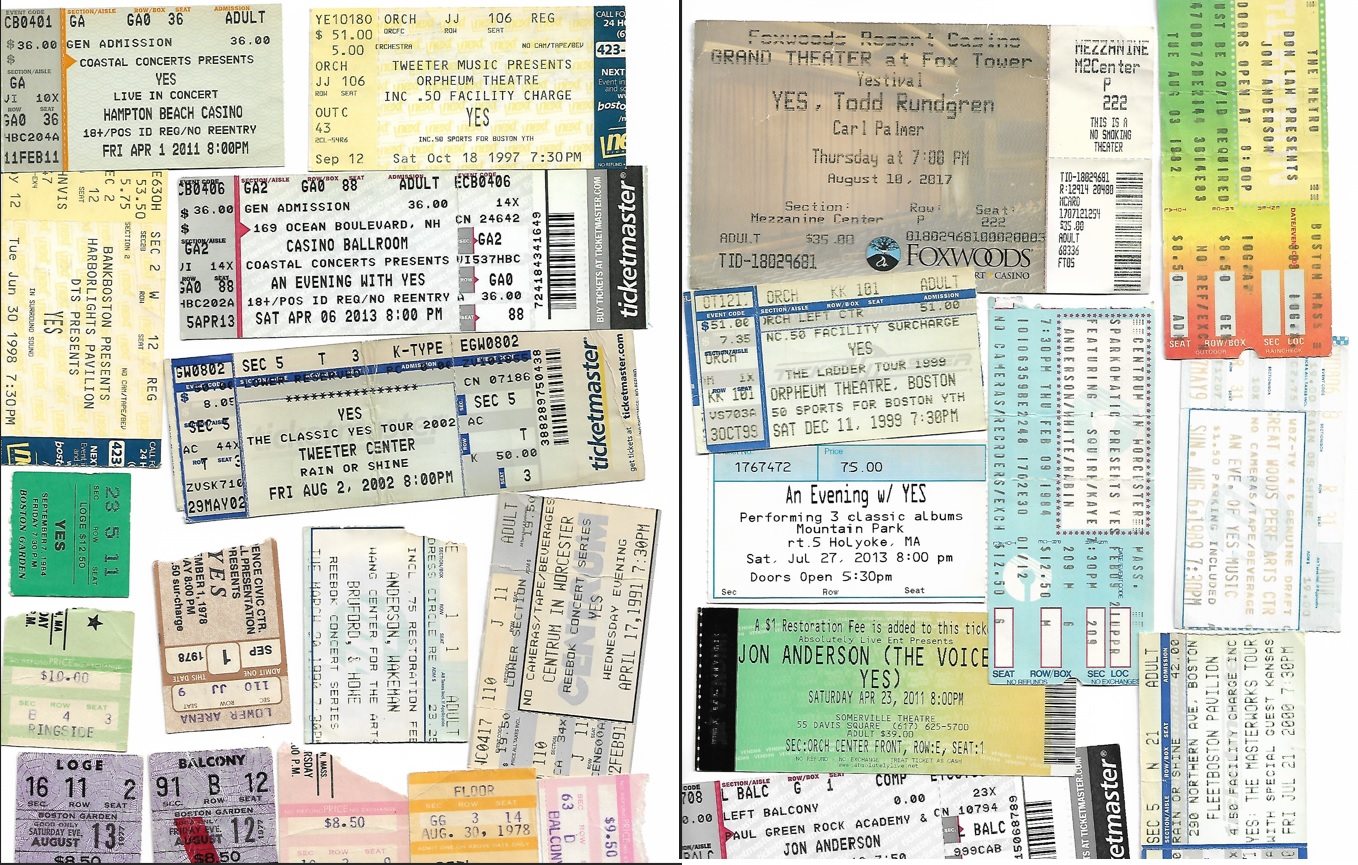 Collection of Concert Ticket Stubs from Various Artists and Bands display picture 1