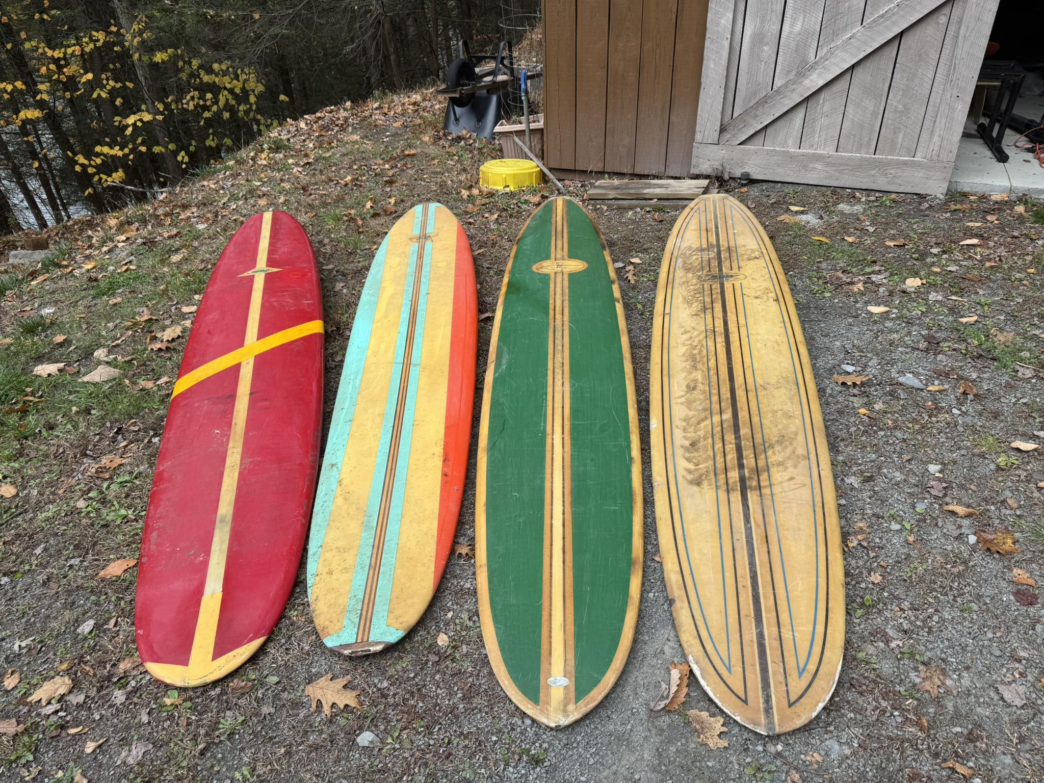 Vintage surfboards for sale from Hobie, Venture, Phil, and Hanson