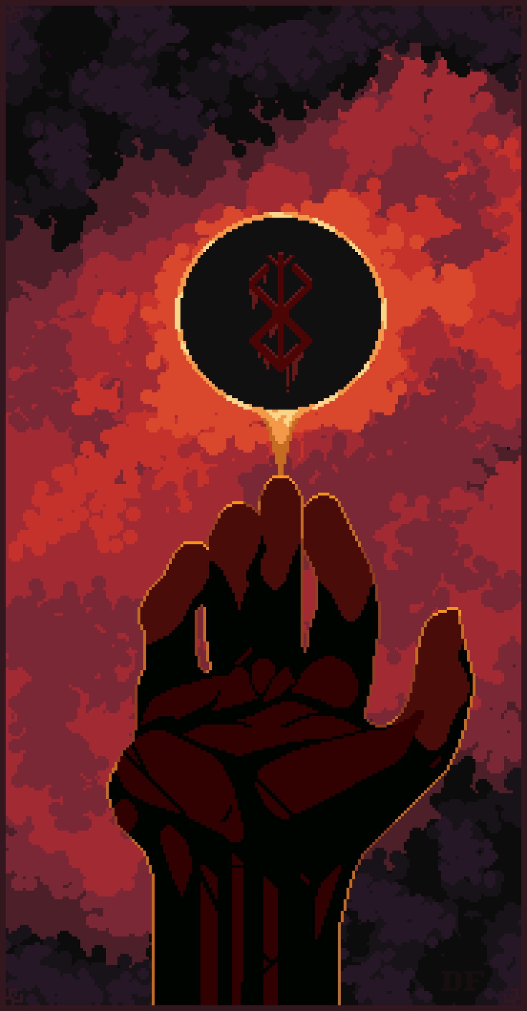Berserk pixel art tribute with the Hand of God