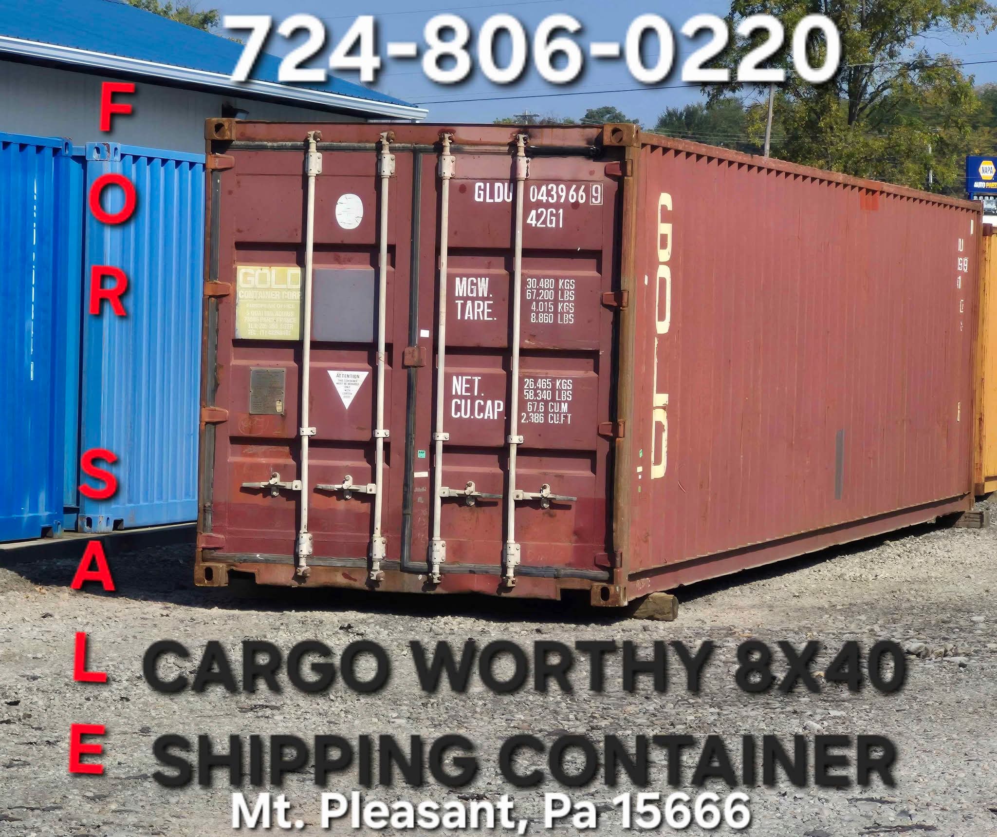 Cargo Worthy Used Shipping Containers *8'X20' *8'X40' 1648 Mt