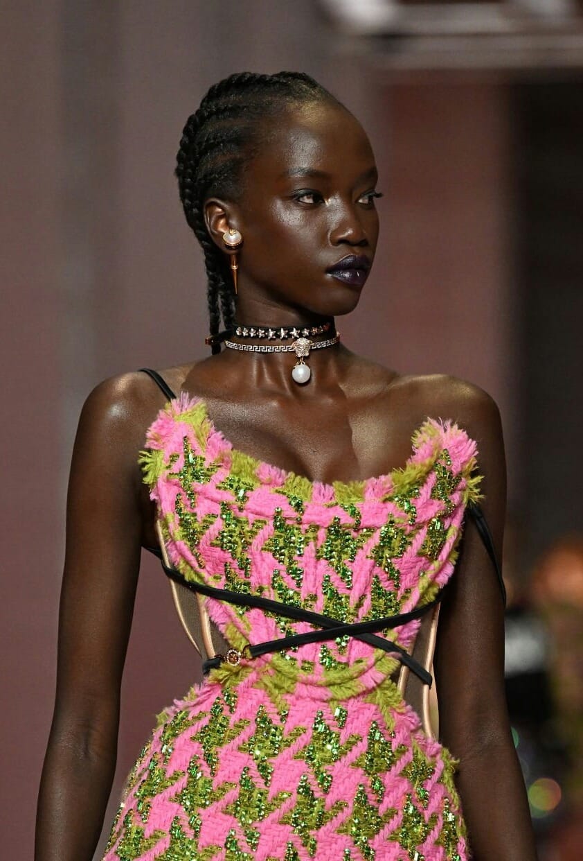 anok yai versace gold dress The goddess wearing this beautiful . . . # AnokYai #supermodel #versace Web Collection: Races Ready