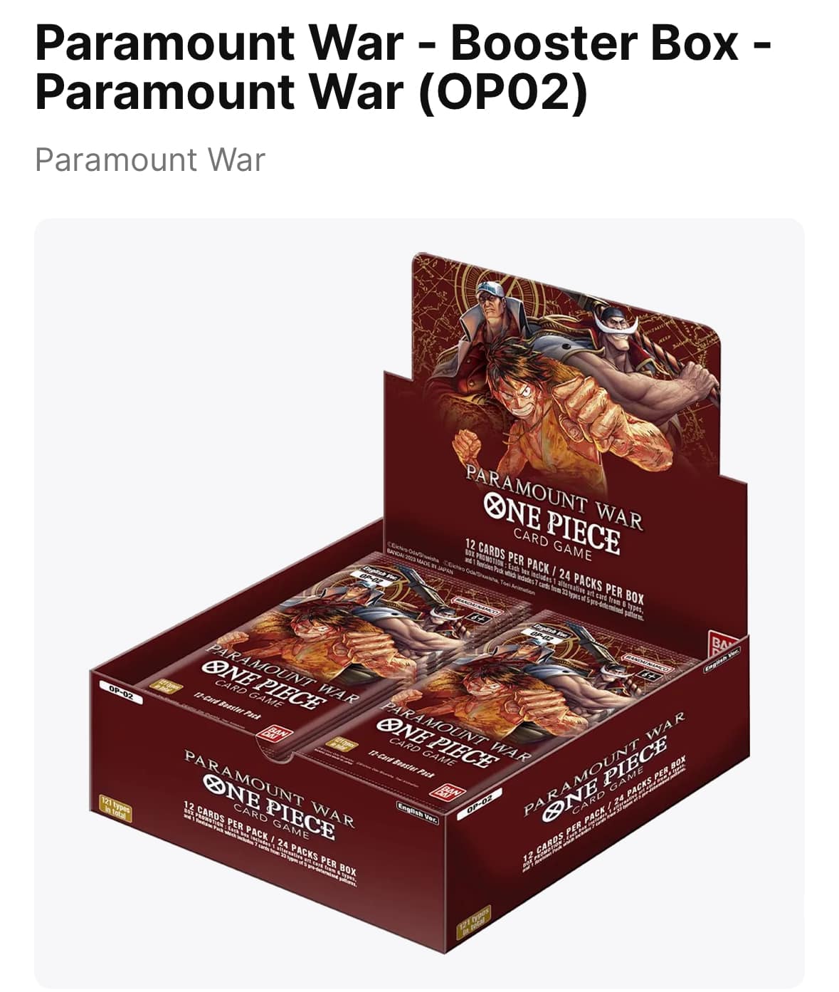 op1 booster box One Piece Protector for OP-01 to OP-16 (01-02 Reprint) Display Case Parallel cards are included in the box as a special bonus One Piece Wings of the