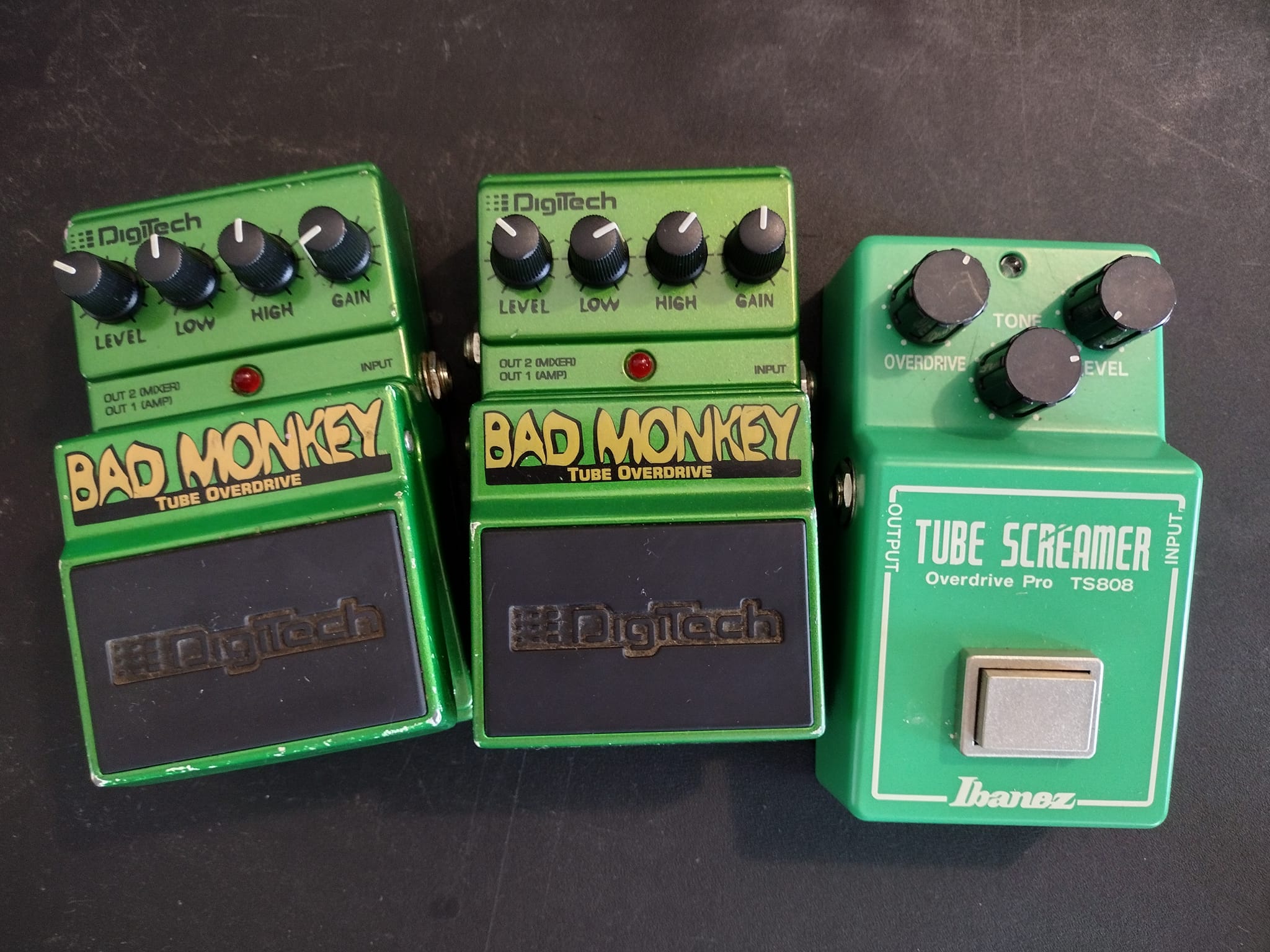 Comparison of Bad Monkey, MXR GT-OD, and Ibanez TS-9 Tube Screamer