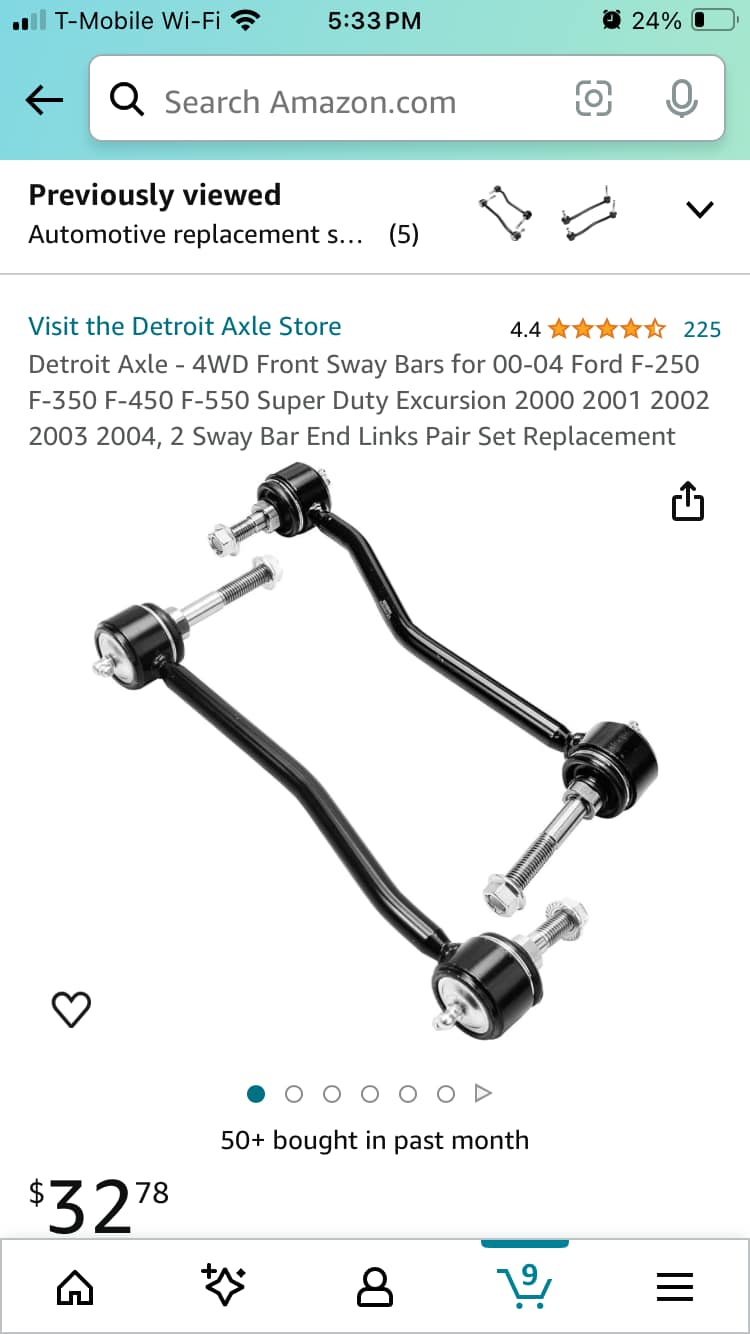 Sway Bar Link For 95-2003 Toyota Tacoma Set of 2 Front Driver and