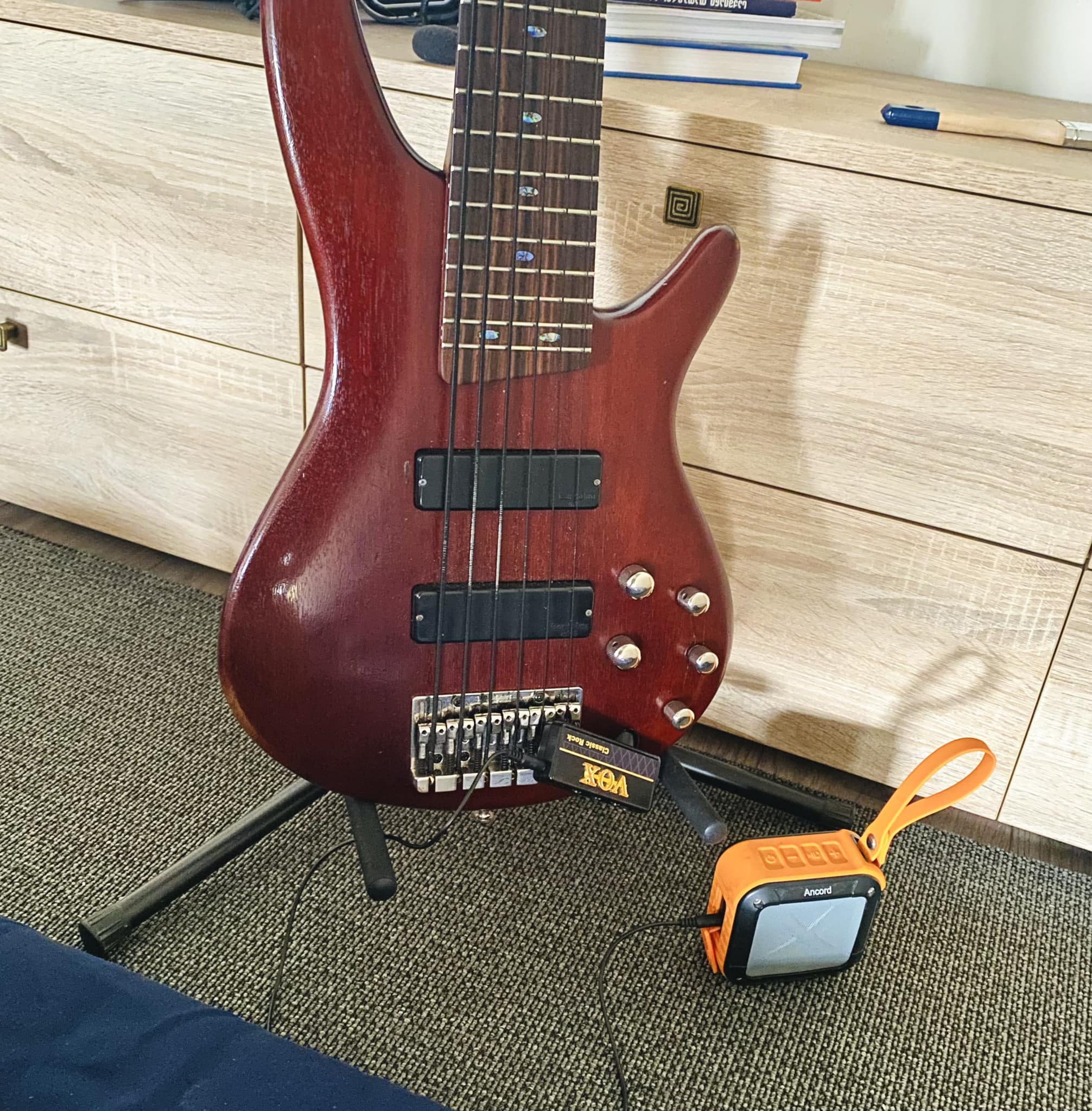 Vox Amplug works well with Ibanez bass guitar
