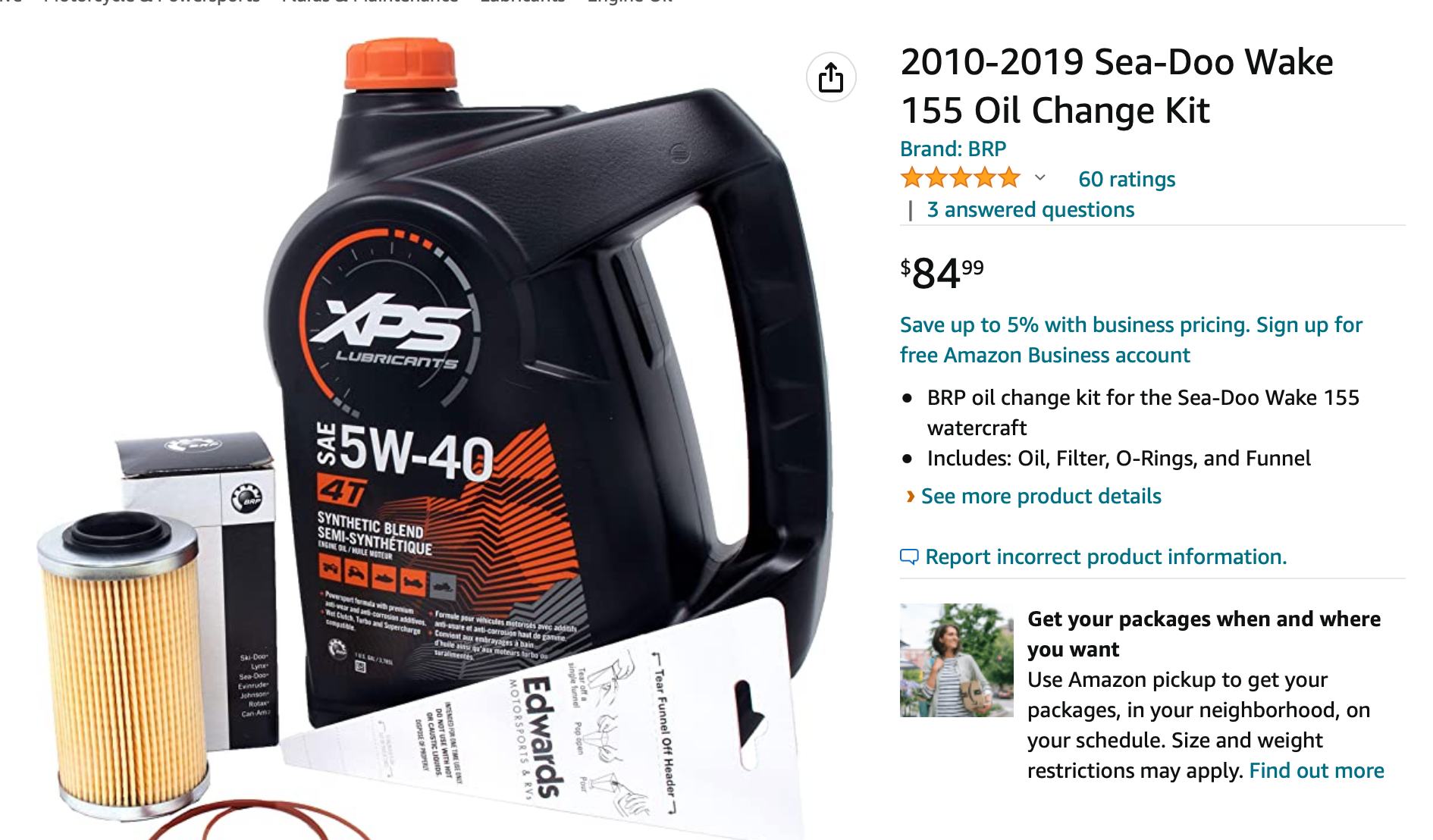 Sea Doo BRP Oil Change Kit W/Filter & O Rings All 4- GTX GTI RXP RXT 2