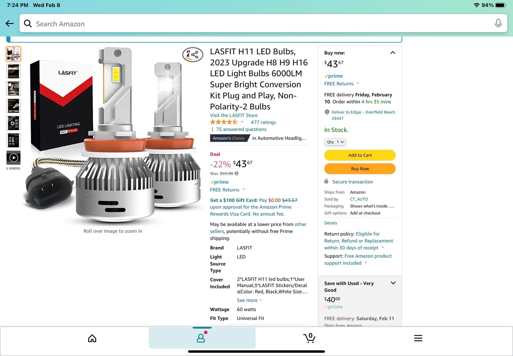 9005/HB3 LED Fog Light Bulbs - 28,000LM Super Bright, 6500K Cool White, Plug & Play, Pack Of 2