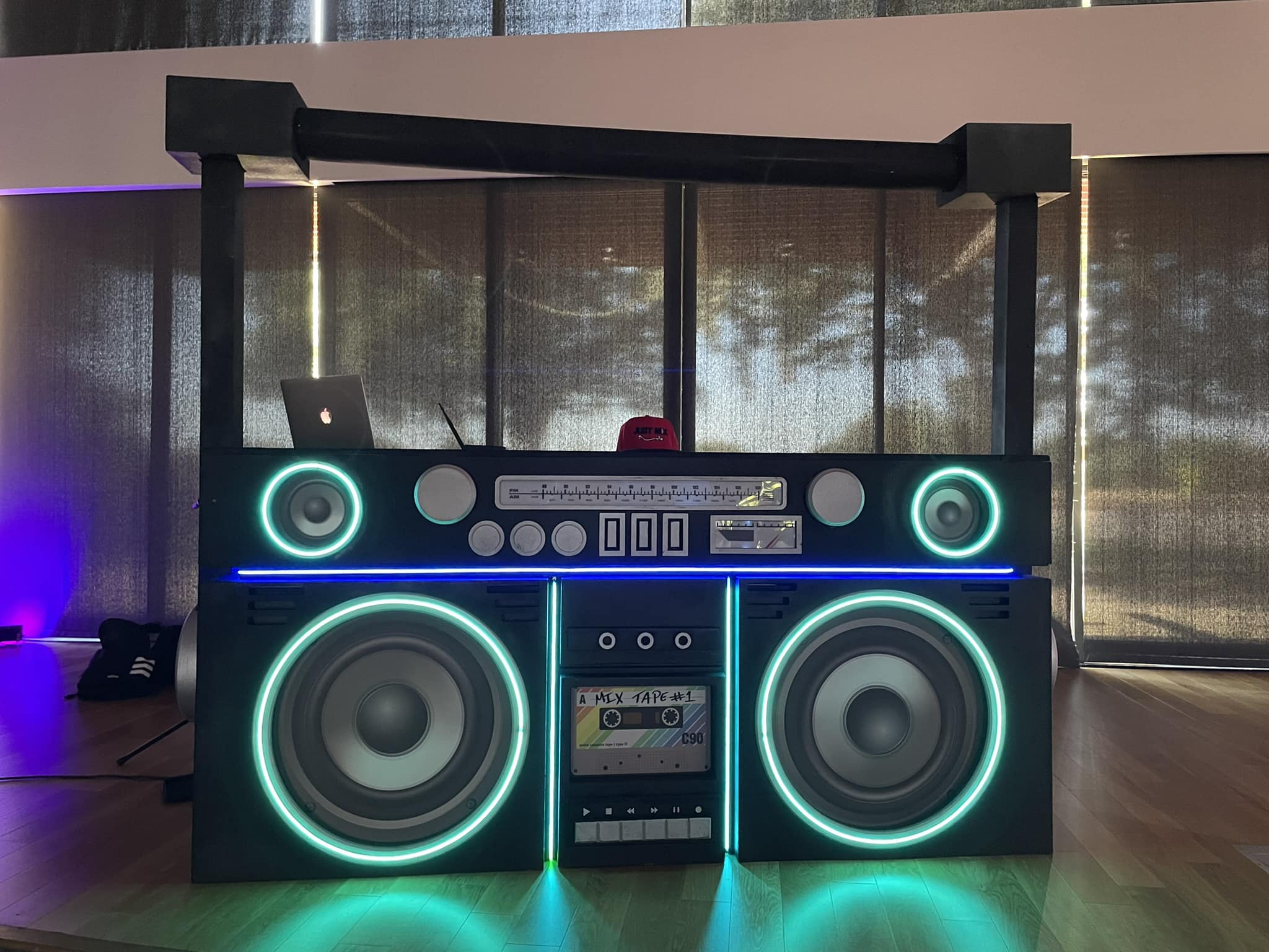DIY DJ booth inspiration from a large venue setup