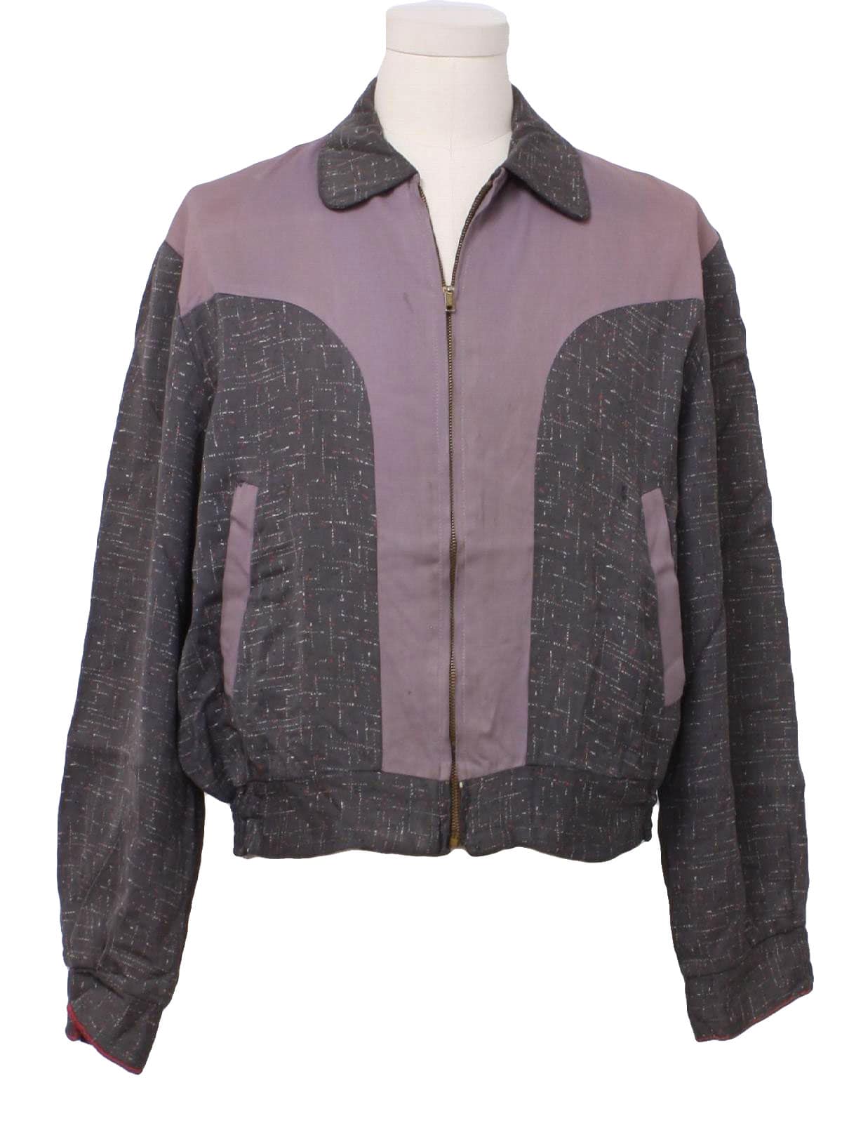 50s -Jim Clinton- Mens grey background with taupe, off white, back 
