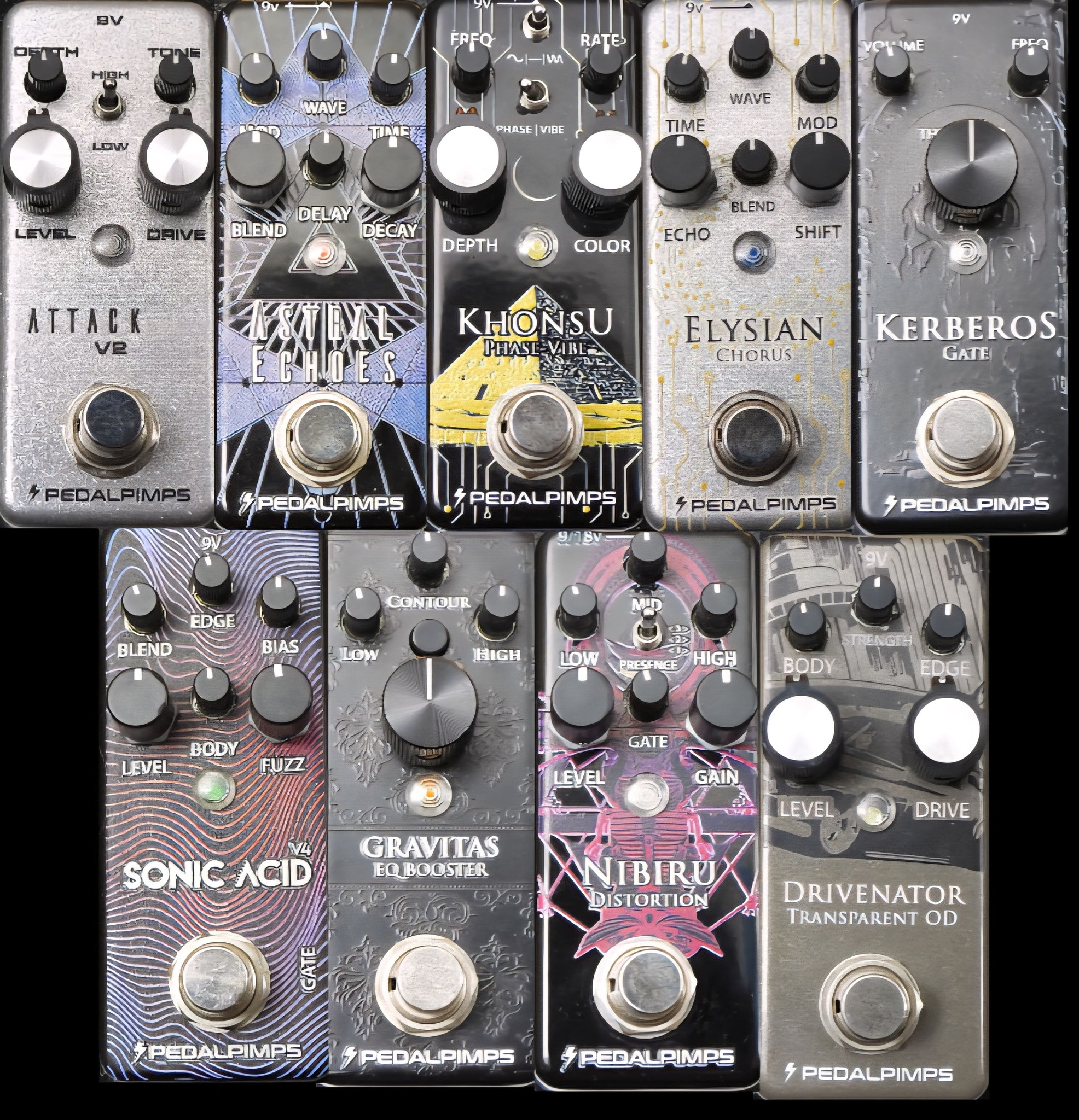 Pedal Pimps pedals with various effects
