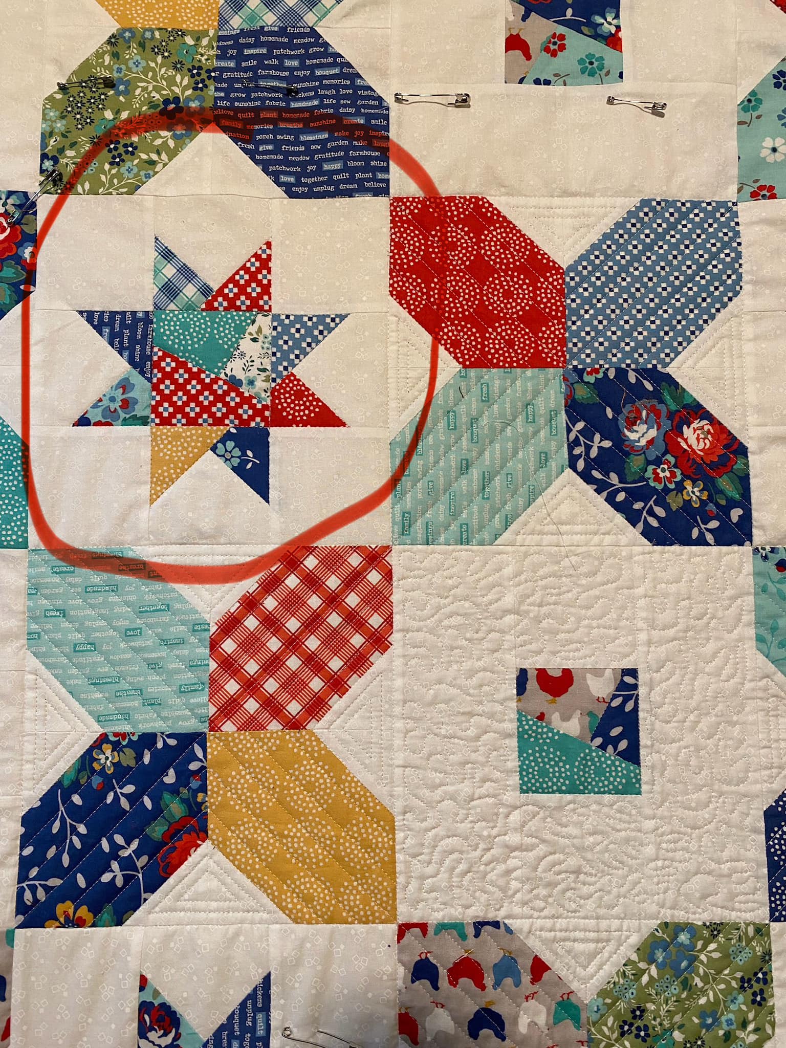 What free motion quilting patterns for white space around star design?