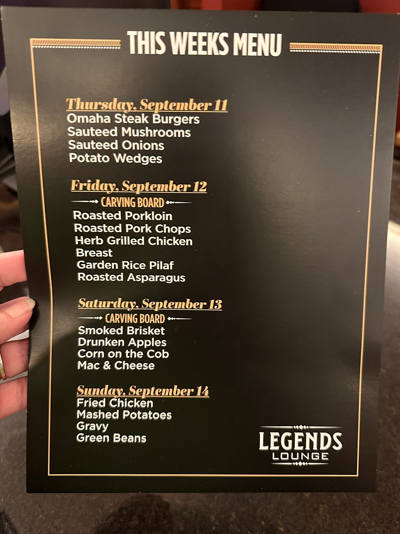 CAESARS REWARDS Diamond and Above | Legends Lounge Menu - Horseshoe ...