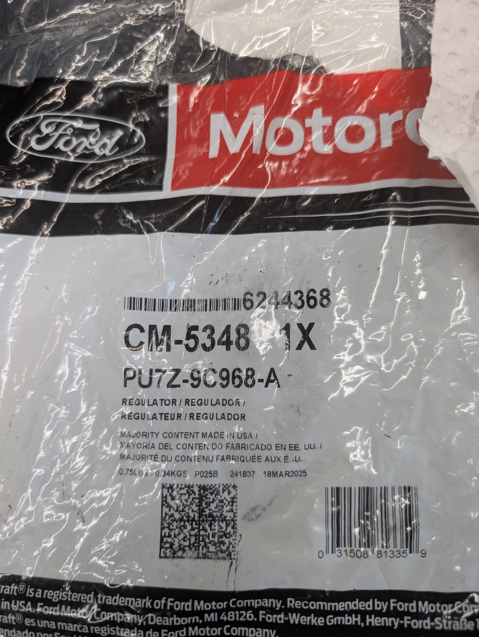 Motorcraft CM5013 Fuel Injection Pressure Regulator