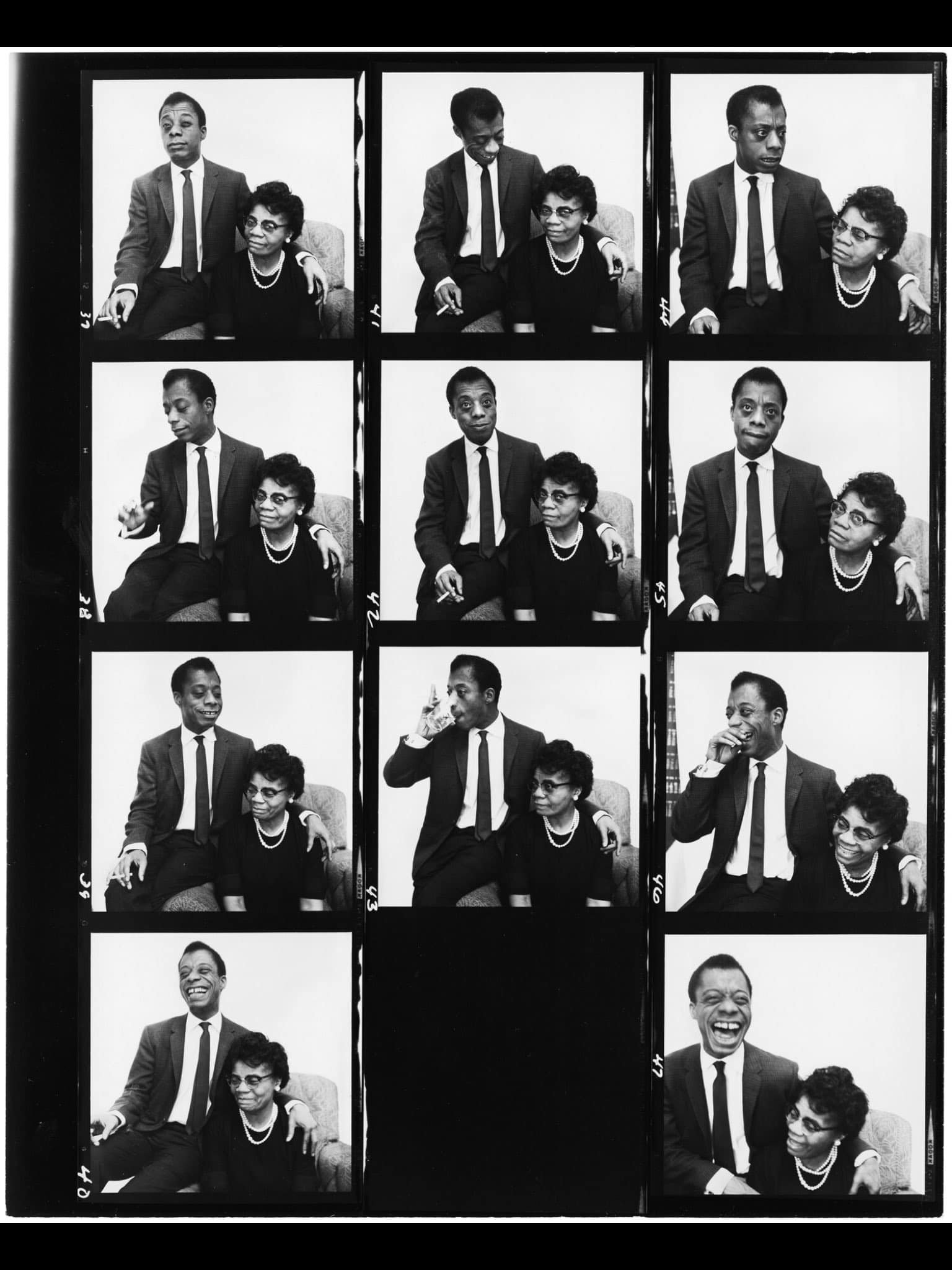 Richard Avedon contact sheet of James Baldwin with his mother Emma