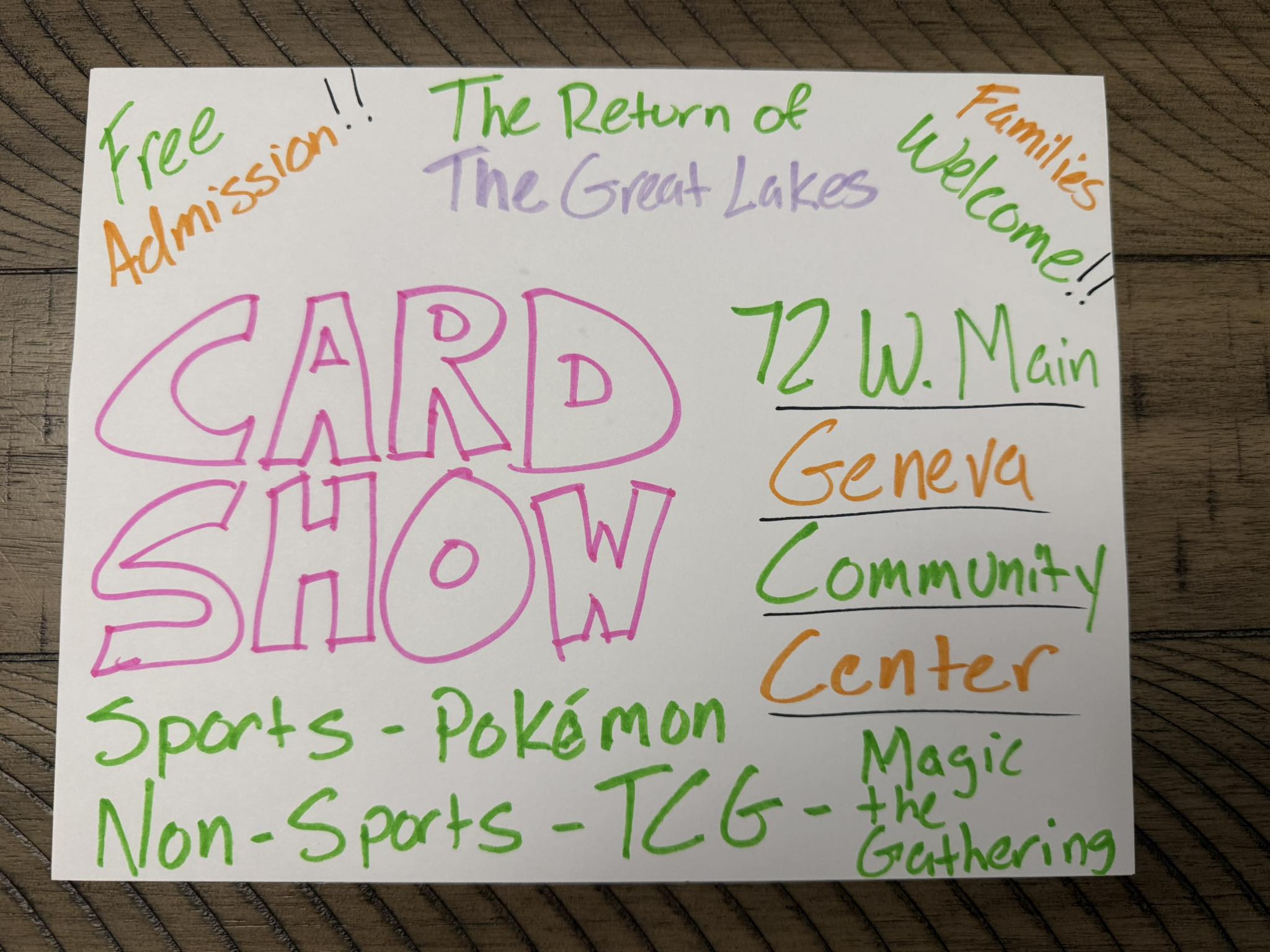 The Great Lake card show in Geneva, OH, Ashtabula County