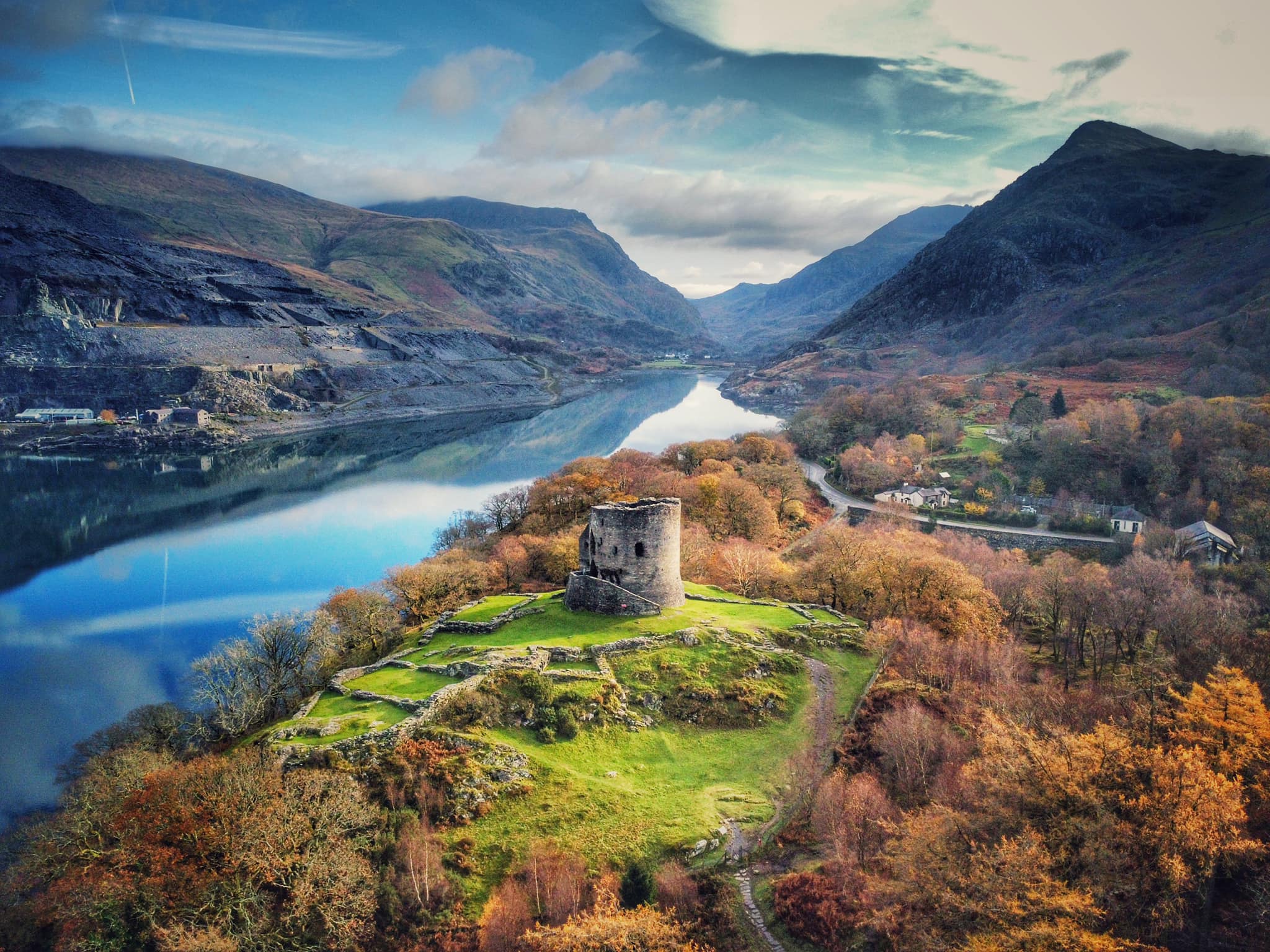 Tirage Albuminé Vintage (circa 1870) - Vue De Llanberis, Pays De Galles, Montagnes Et Cottages