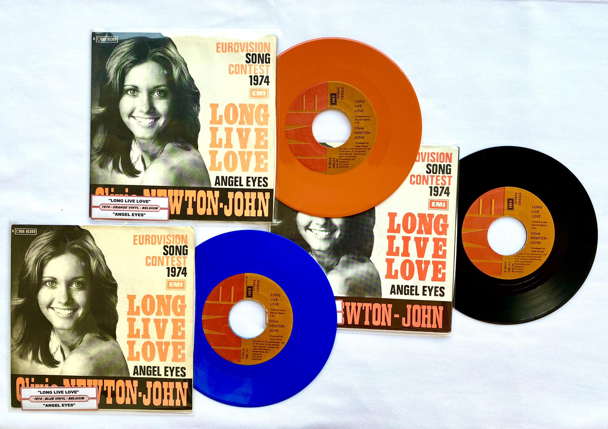 Rare Olivia Newton-John Long Live Love 7 inch blue vinyl collection
