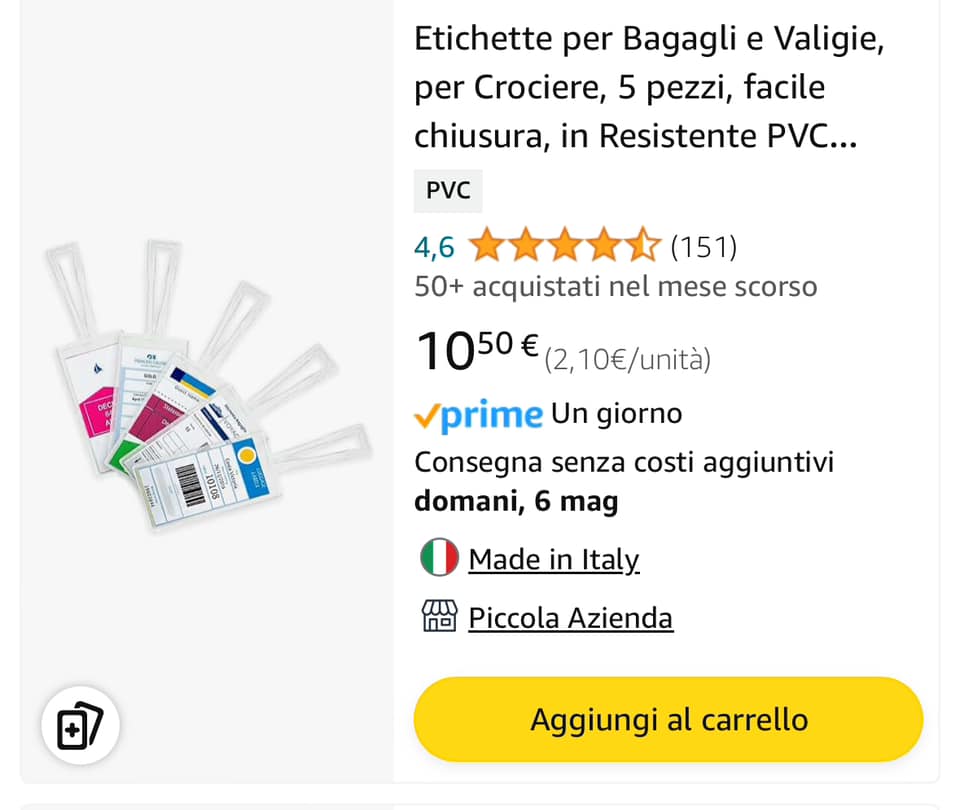 Etichette Per Bagagli Da Crociera | 10 Pezzi In PVC Trasparente Impermeabile | Con Fascette Metalliche | Per Valigie, Zaini E Borse